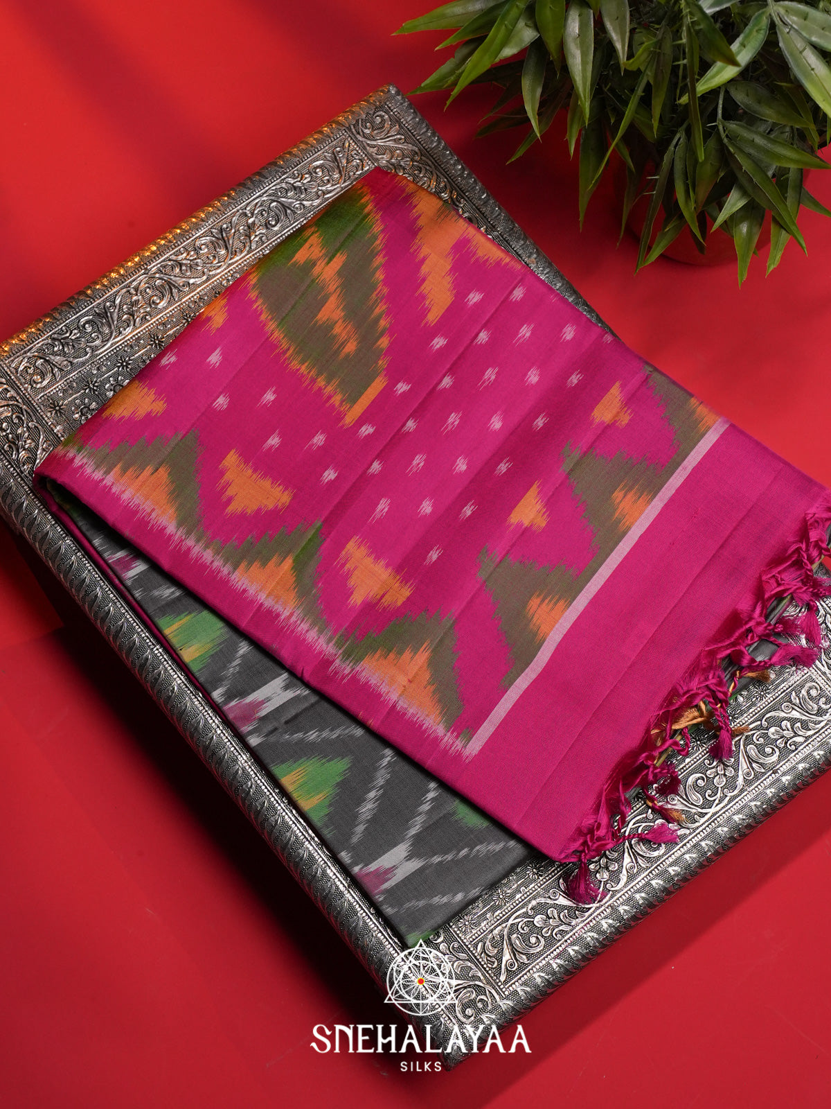 Grey Soft Silk Saree