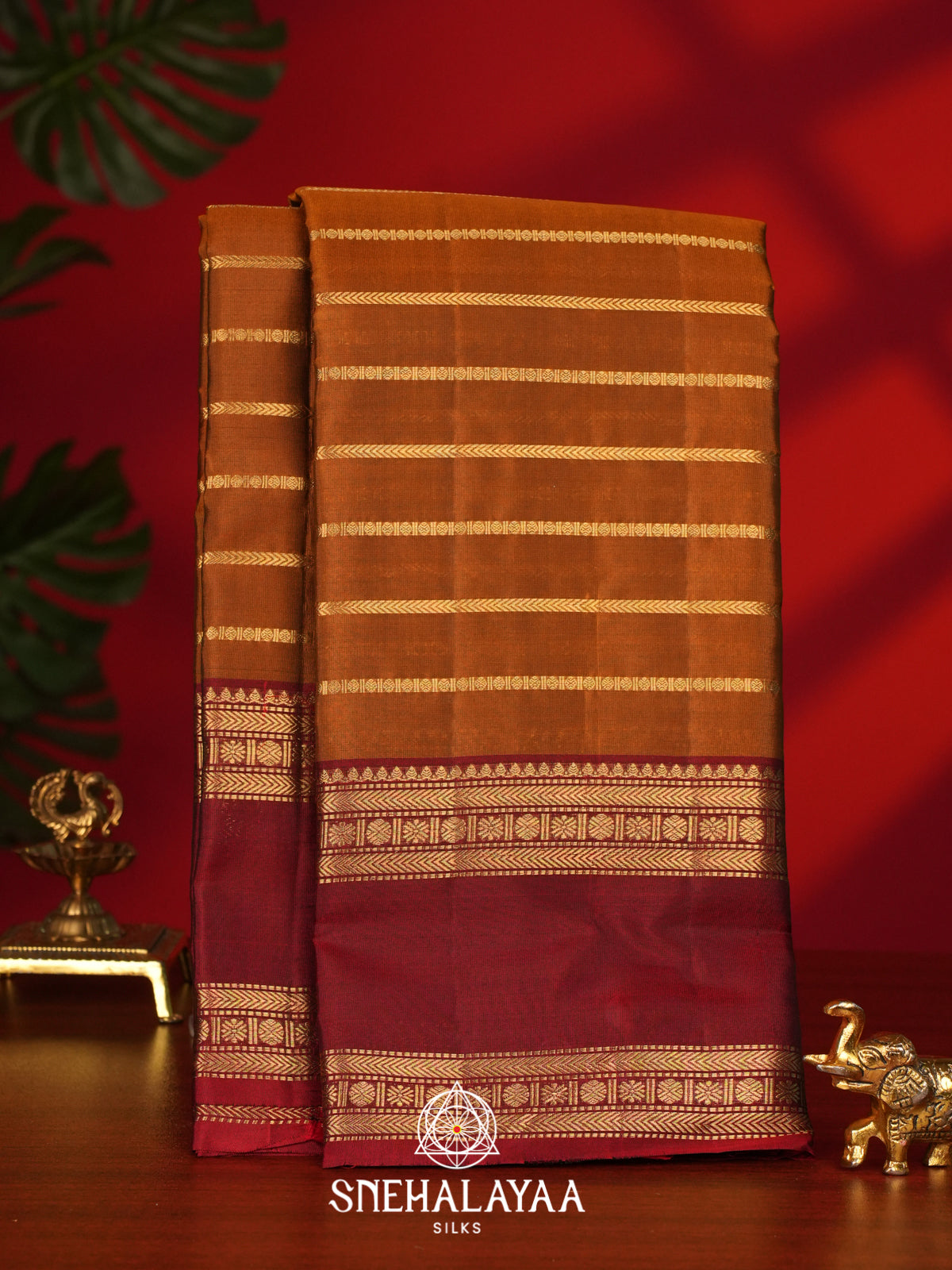 Burnt Orange  Kanjivaram Silk Saree