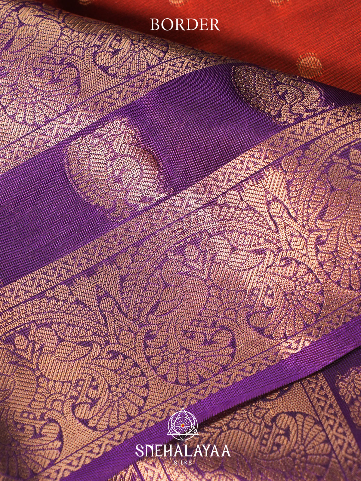 Burnt Orange Kanjivaram Silk Saree