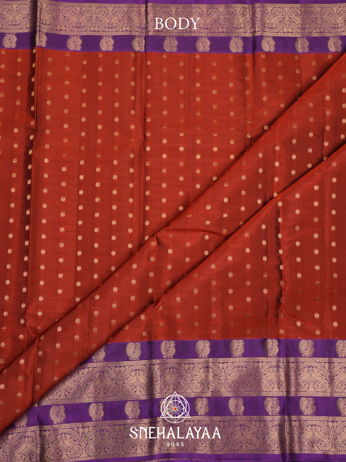 Burnt Orange Kanjivaram Silk Saree