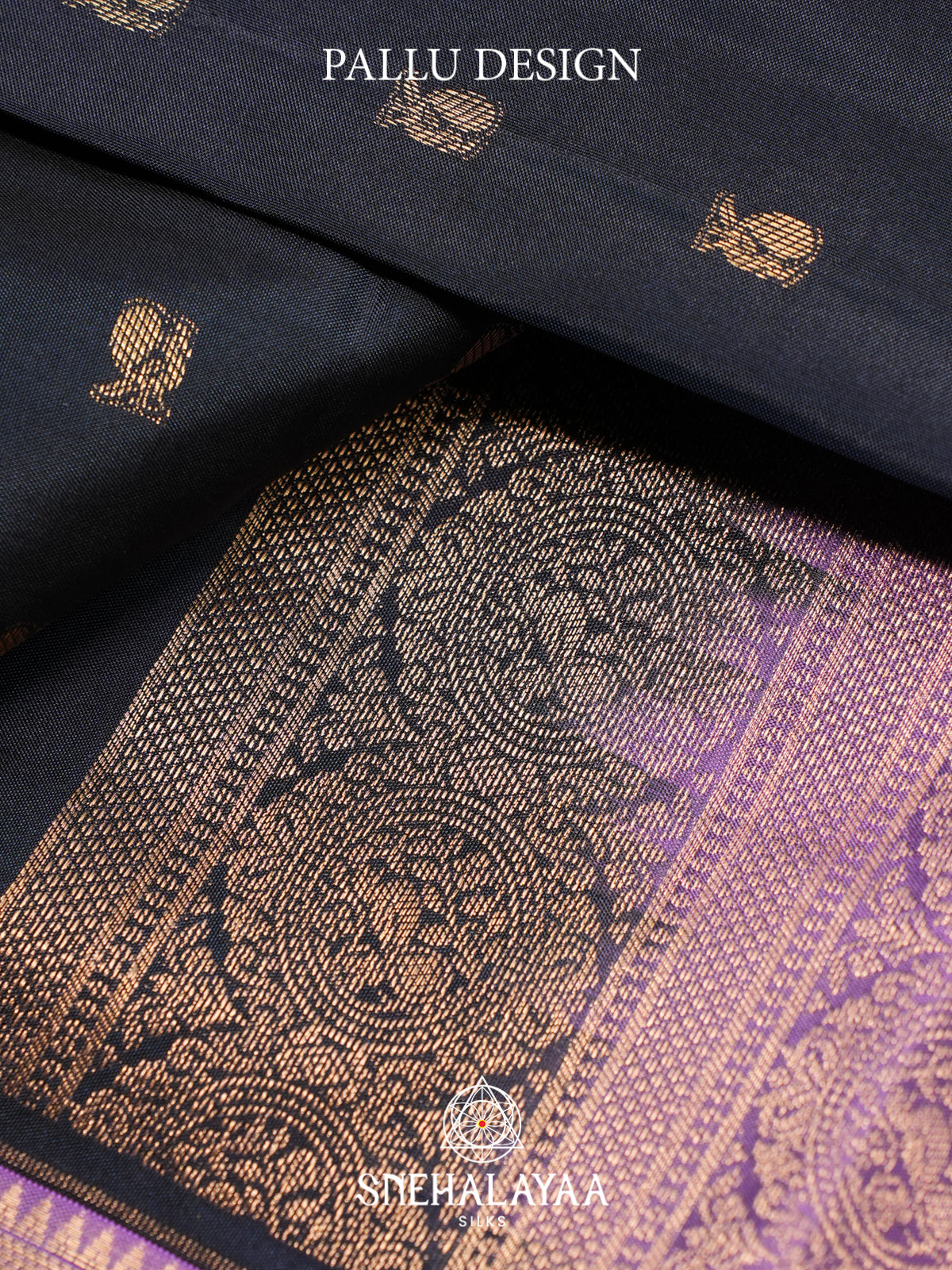 Charcol Black Kanjivaram Silk Saree