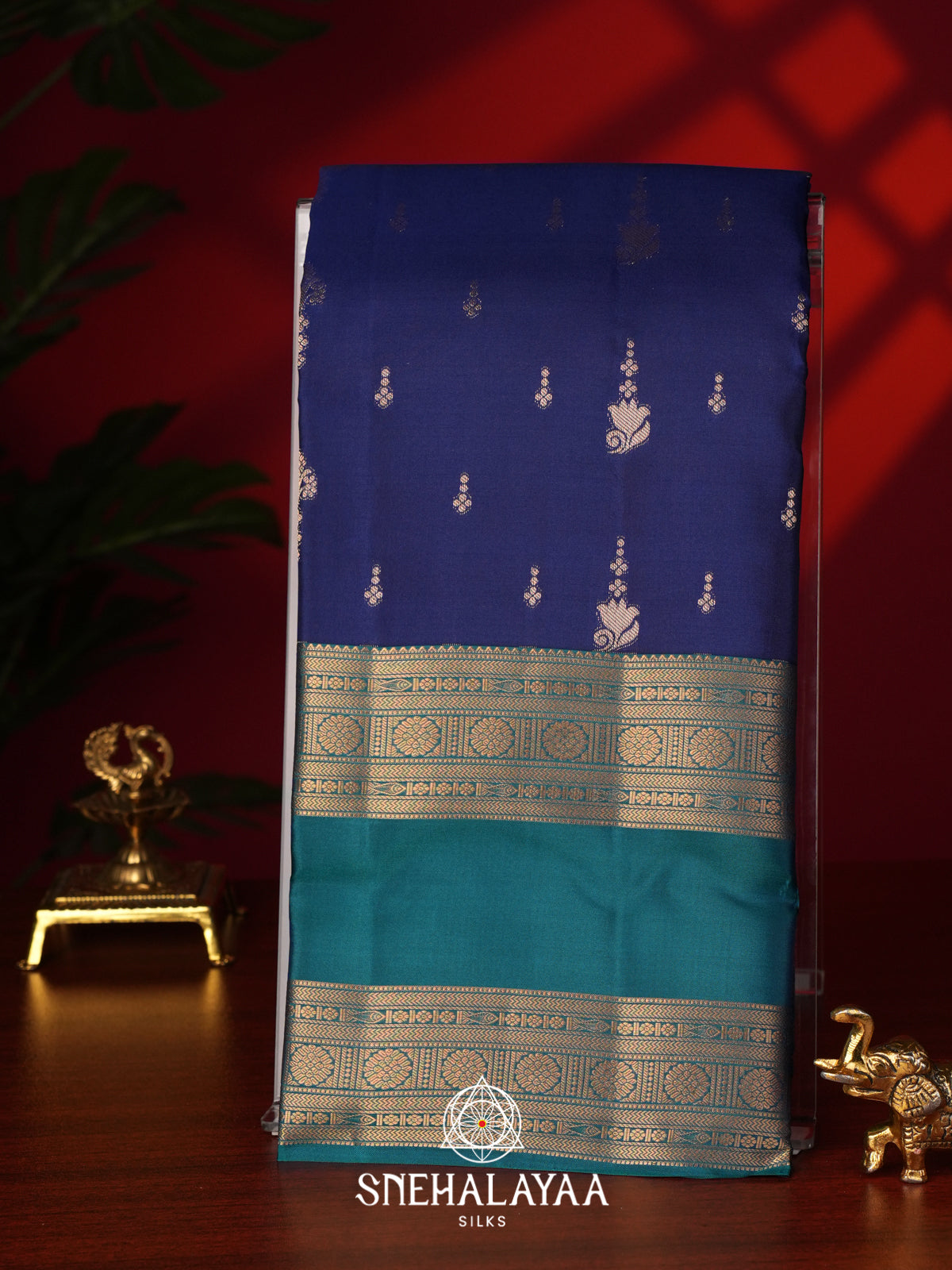 Ink Blue Kanjivaram Silk Saree