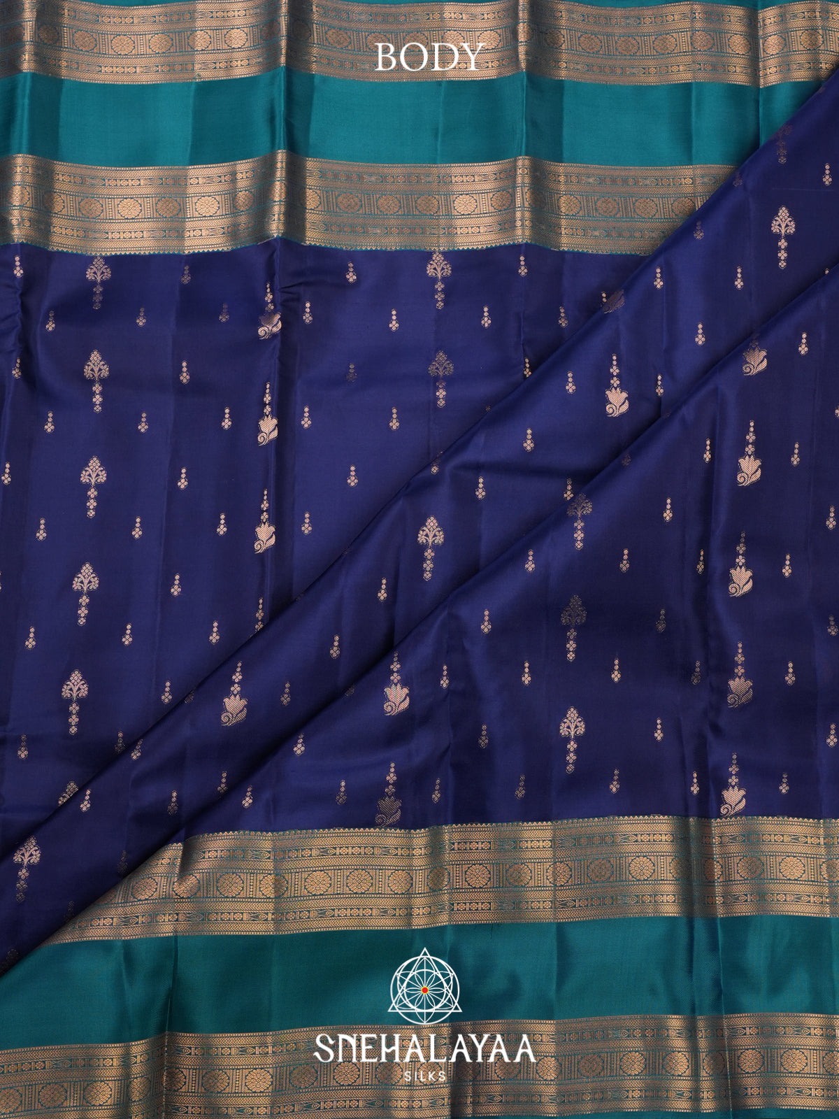 Ink Blue Kanjivaram Silk Saree