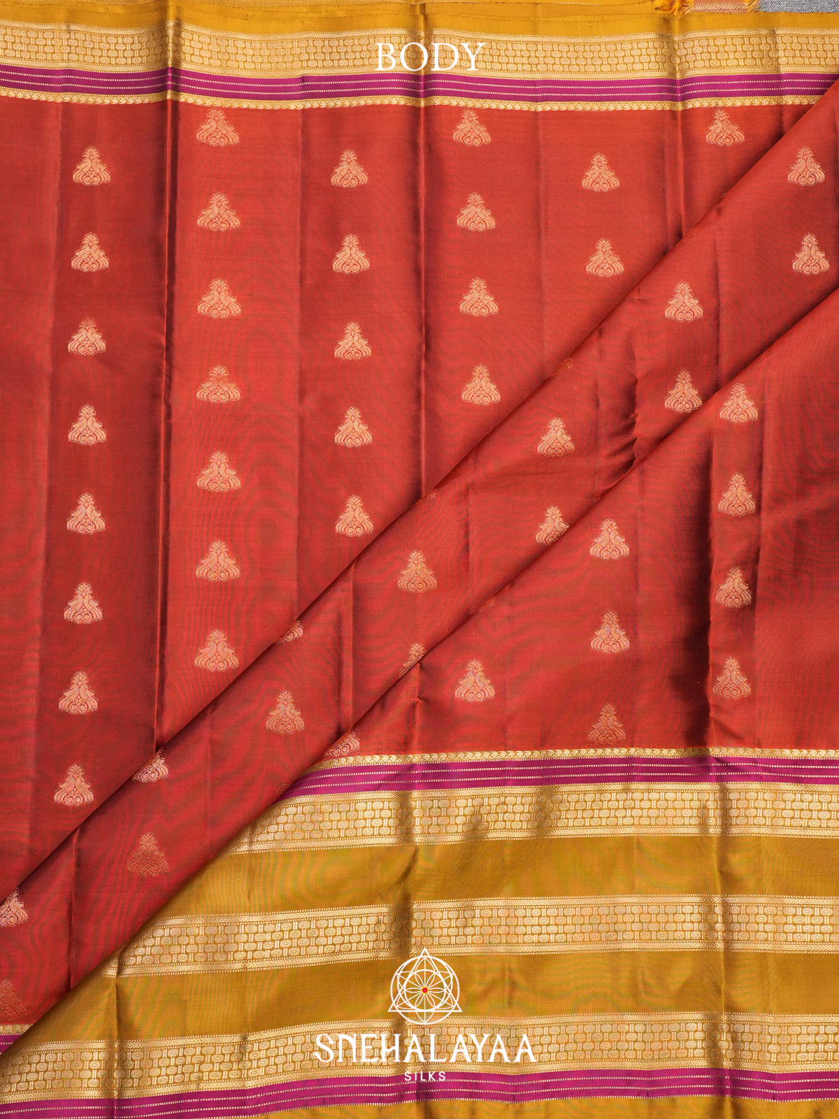 Burnt Orange Kanjivaram Silk Saree