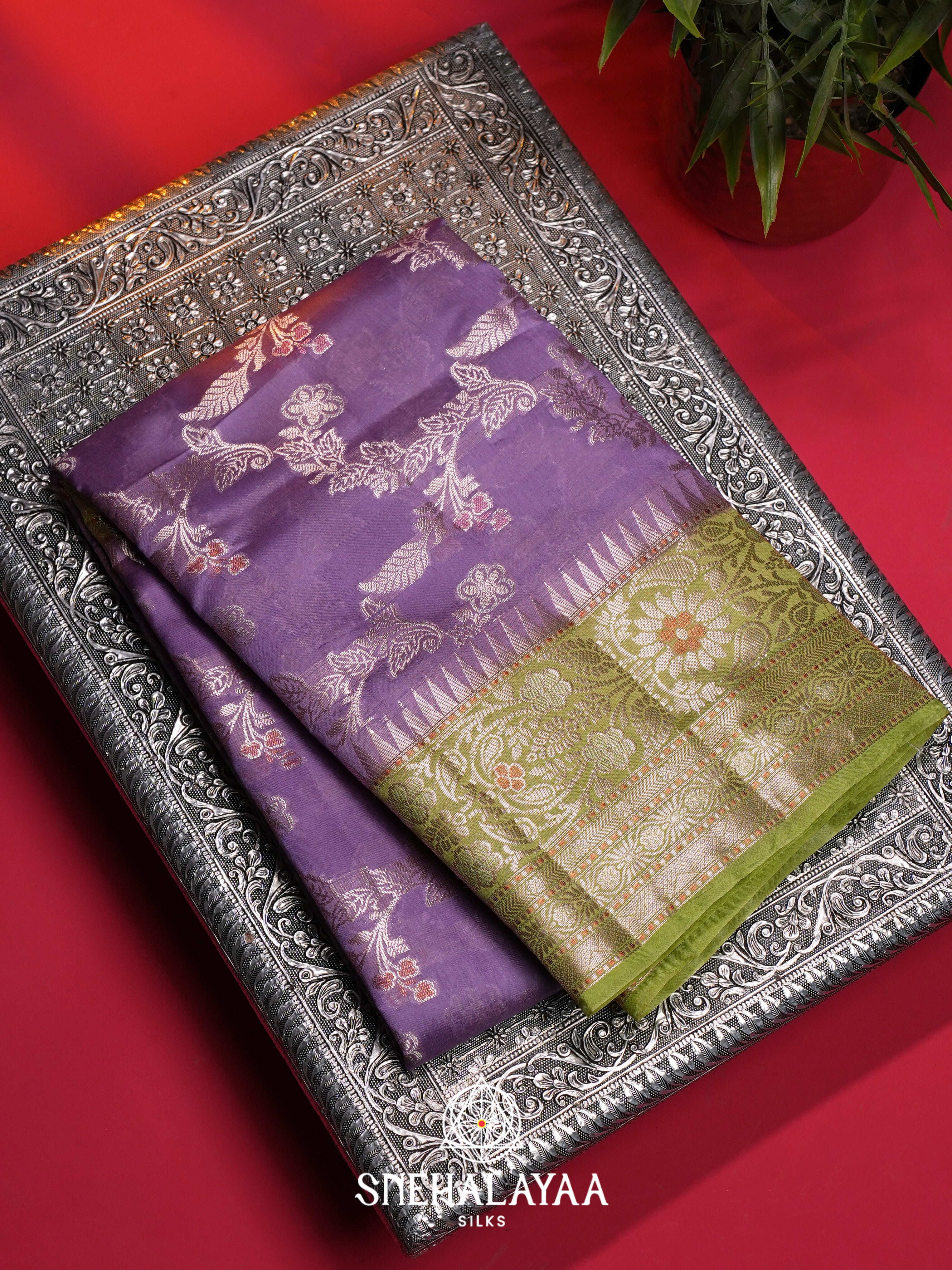 Purple Dupion Silk Saree