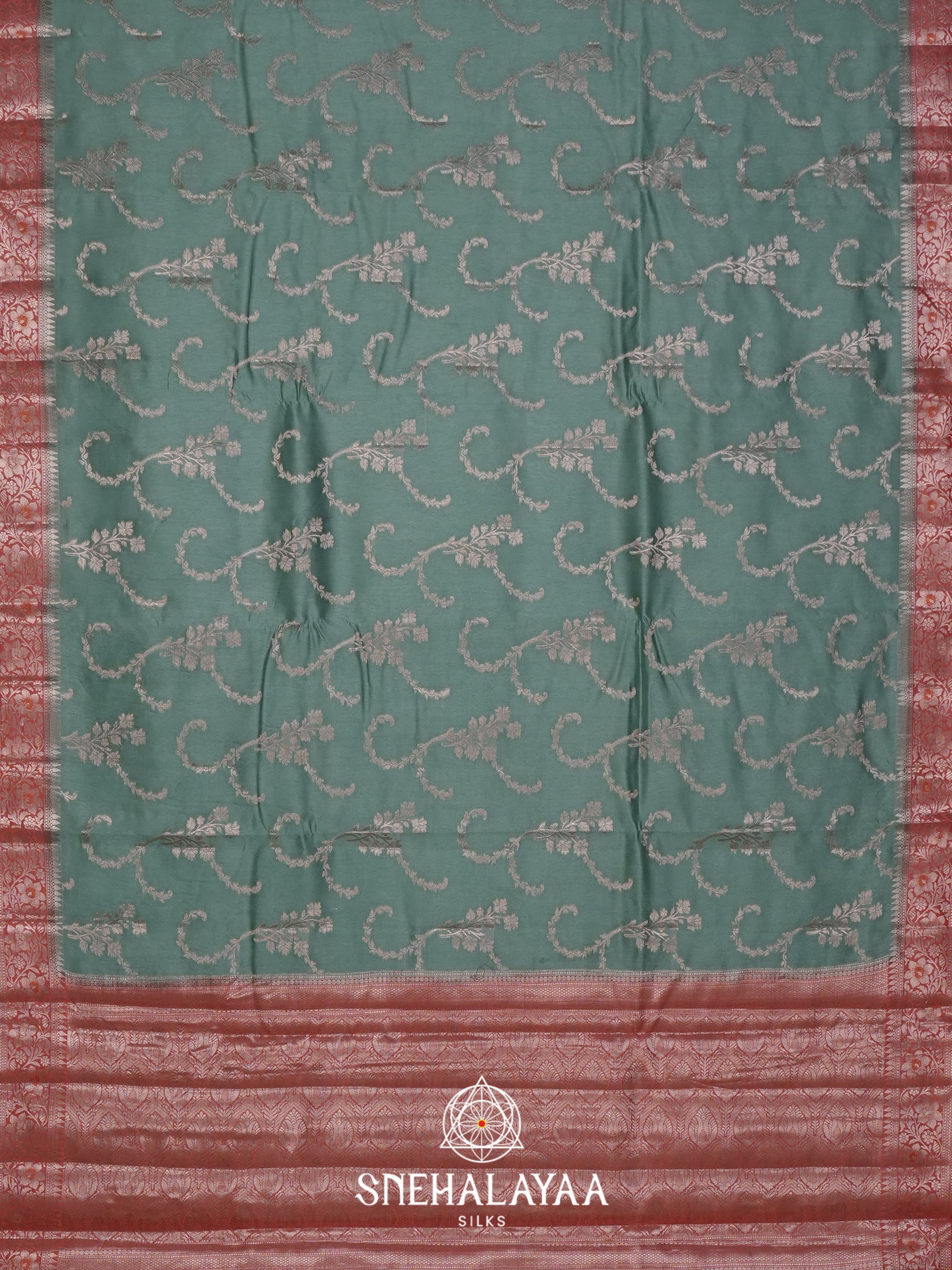 Teal Green Dupion Silk Saree