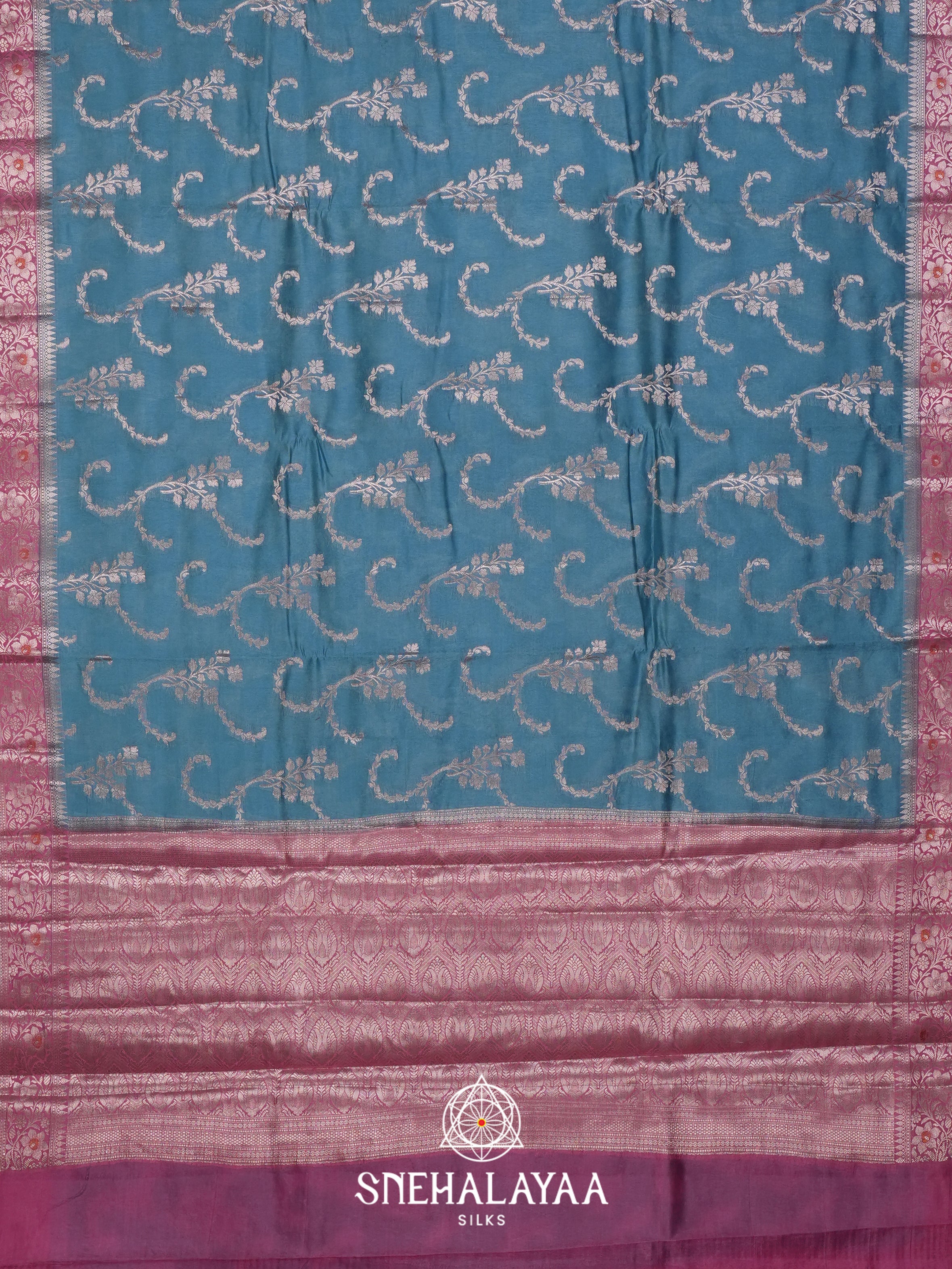 Teal Blue Dupion Silk Saree