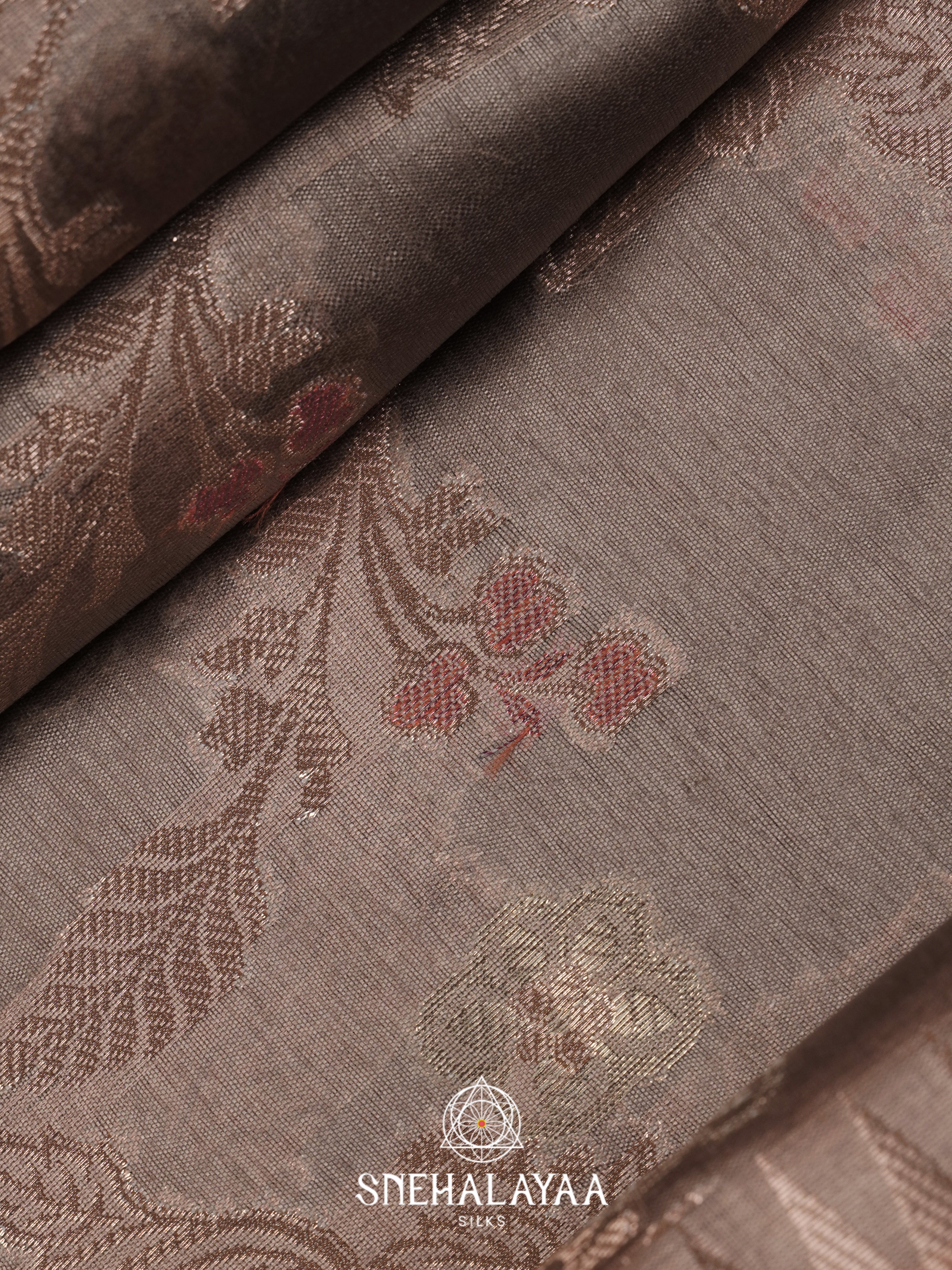 Grey Dupion Silk Saree
