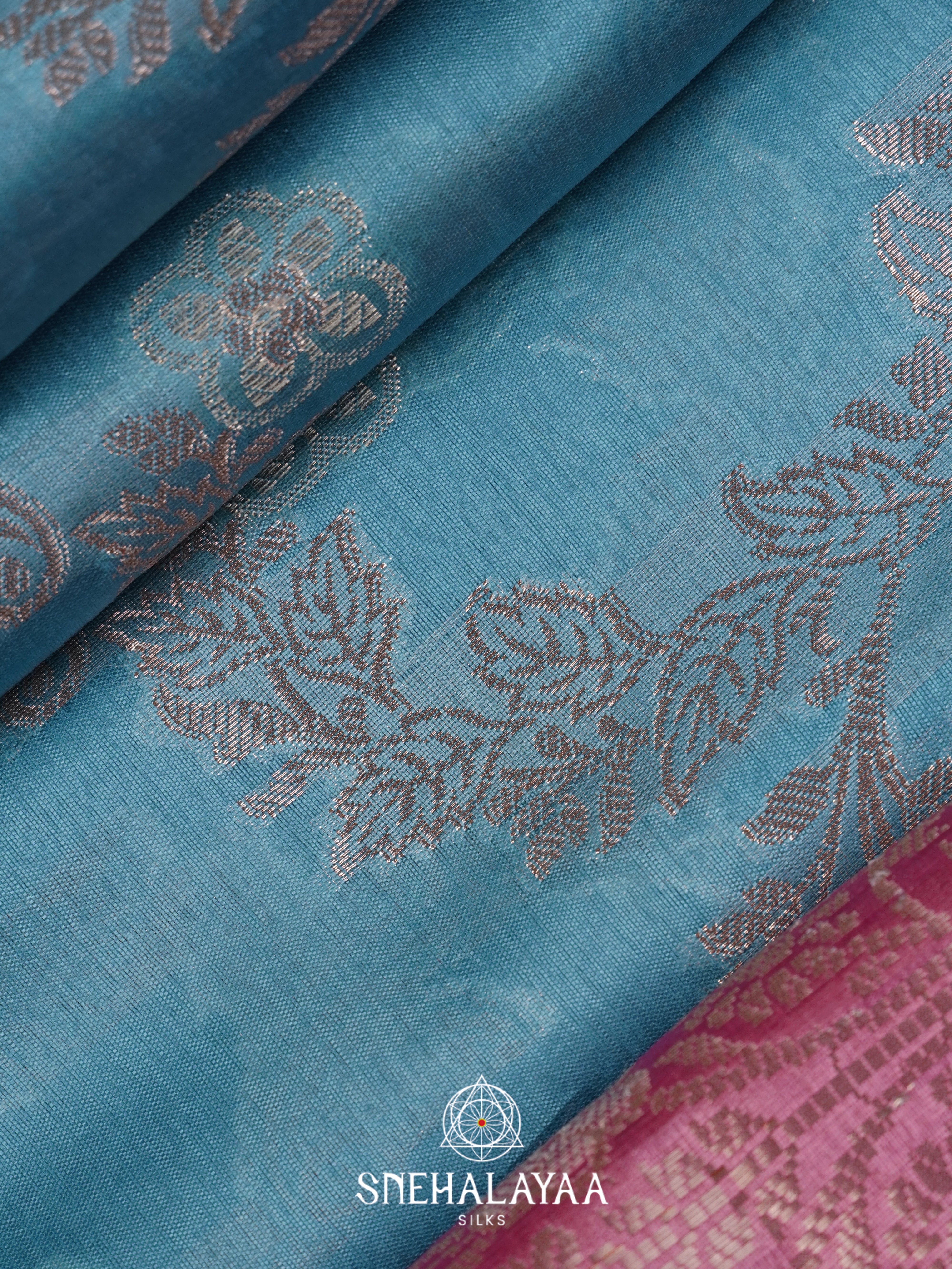 Blue Dupion Silk Saree