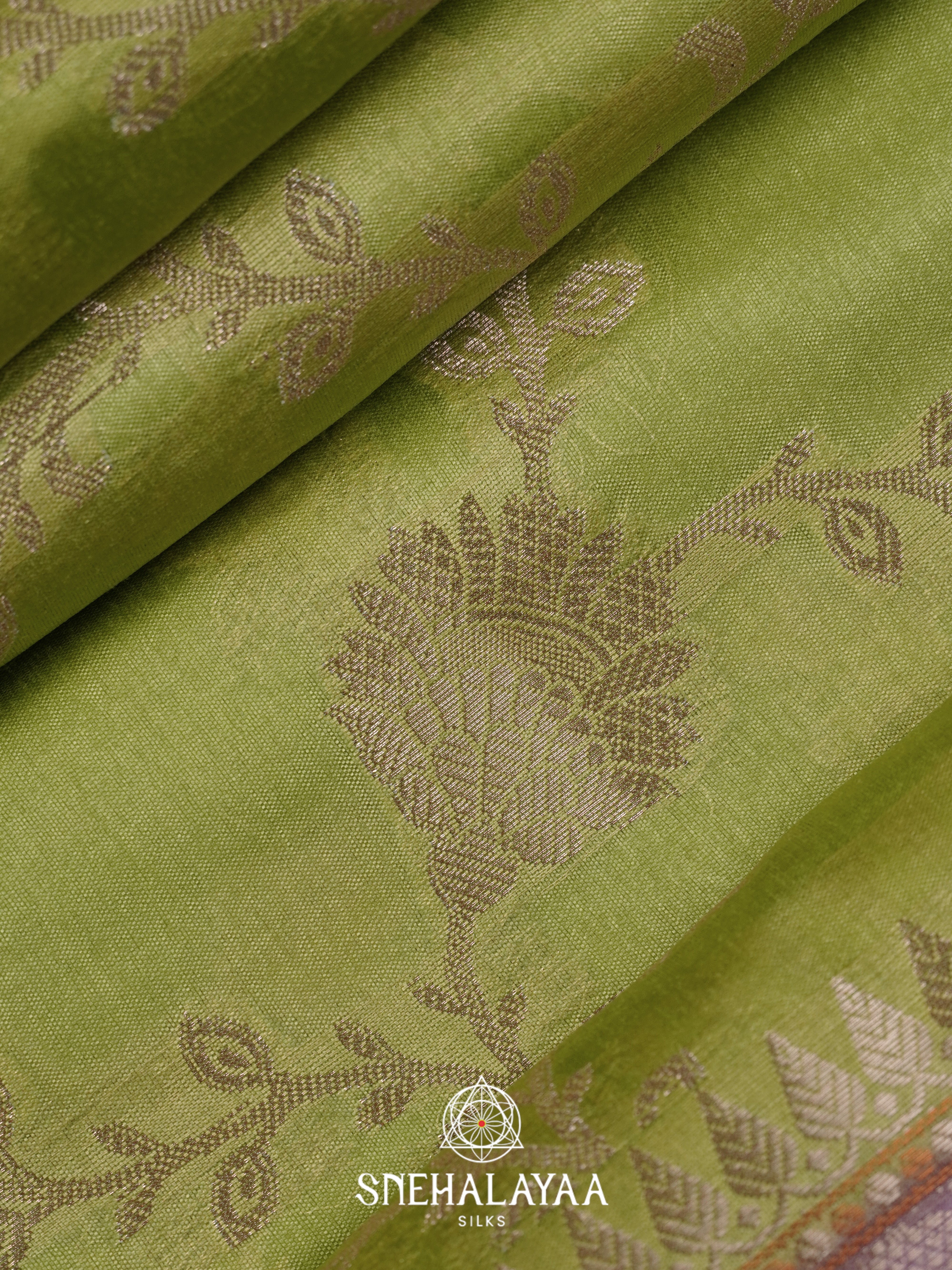 Olive Green Dupion Silk Saree