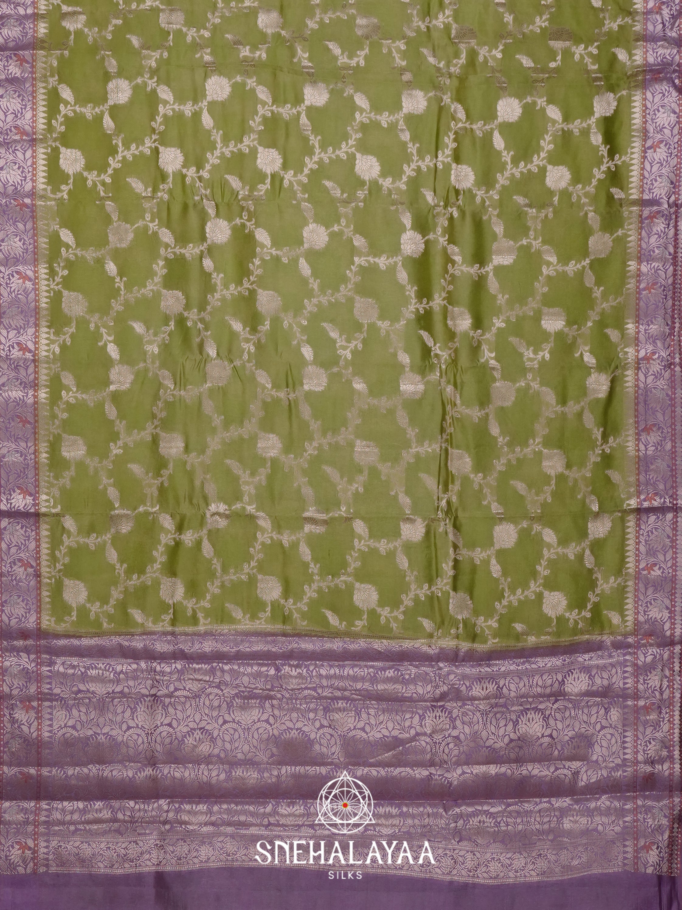 Olive Green Dupion Silk Saree
