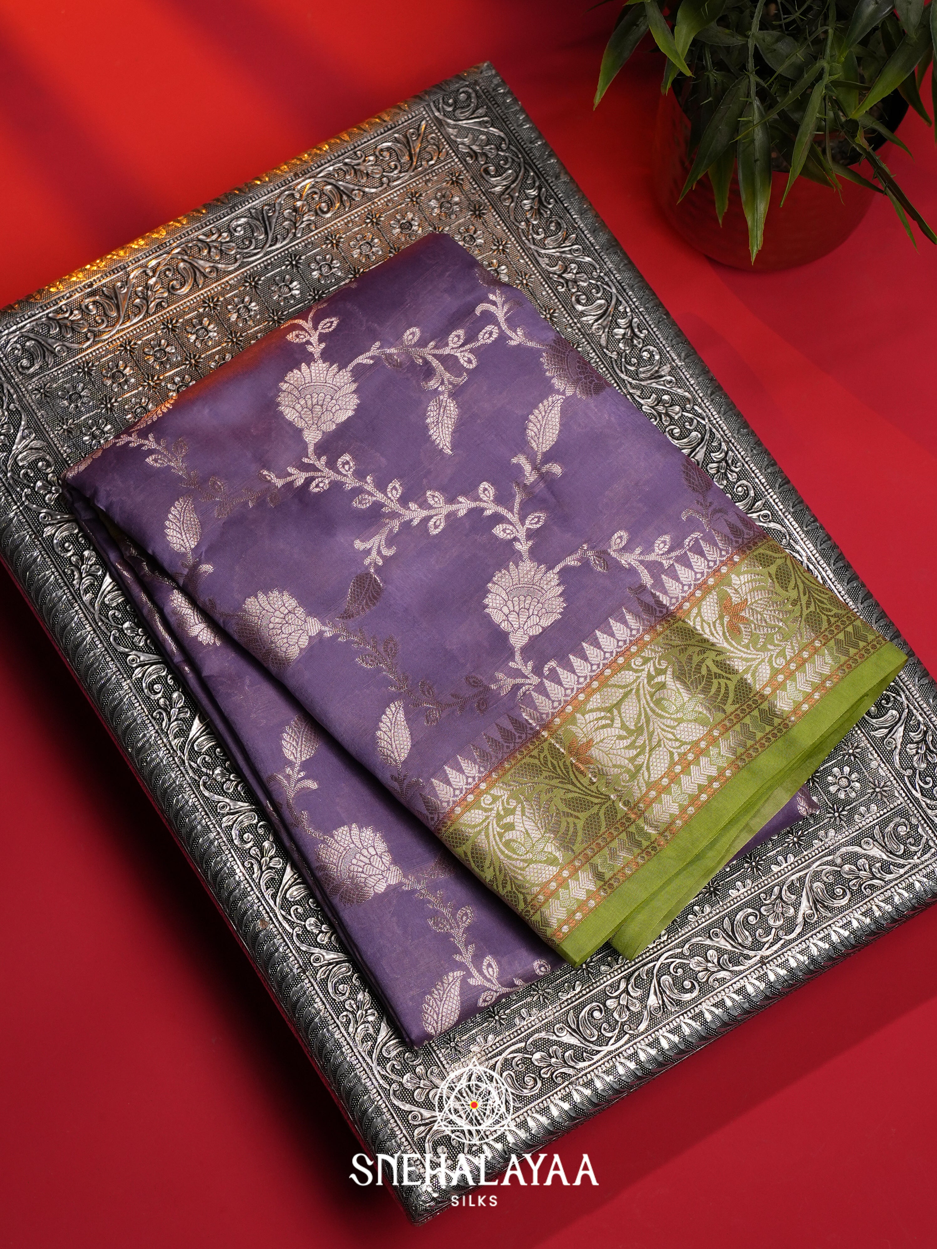 Purple Dupion Silk Saree
