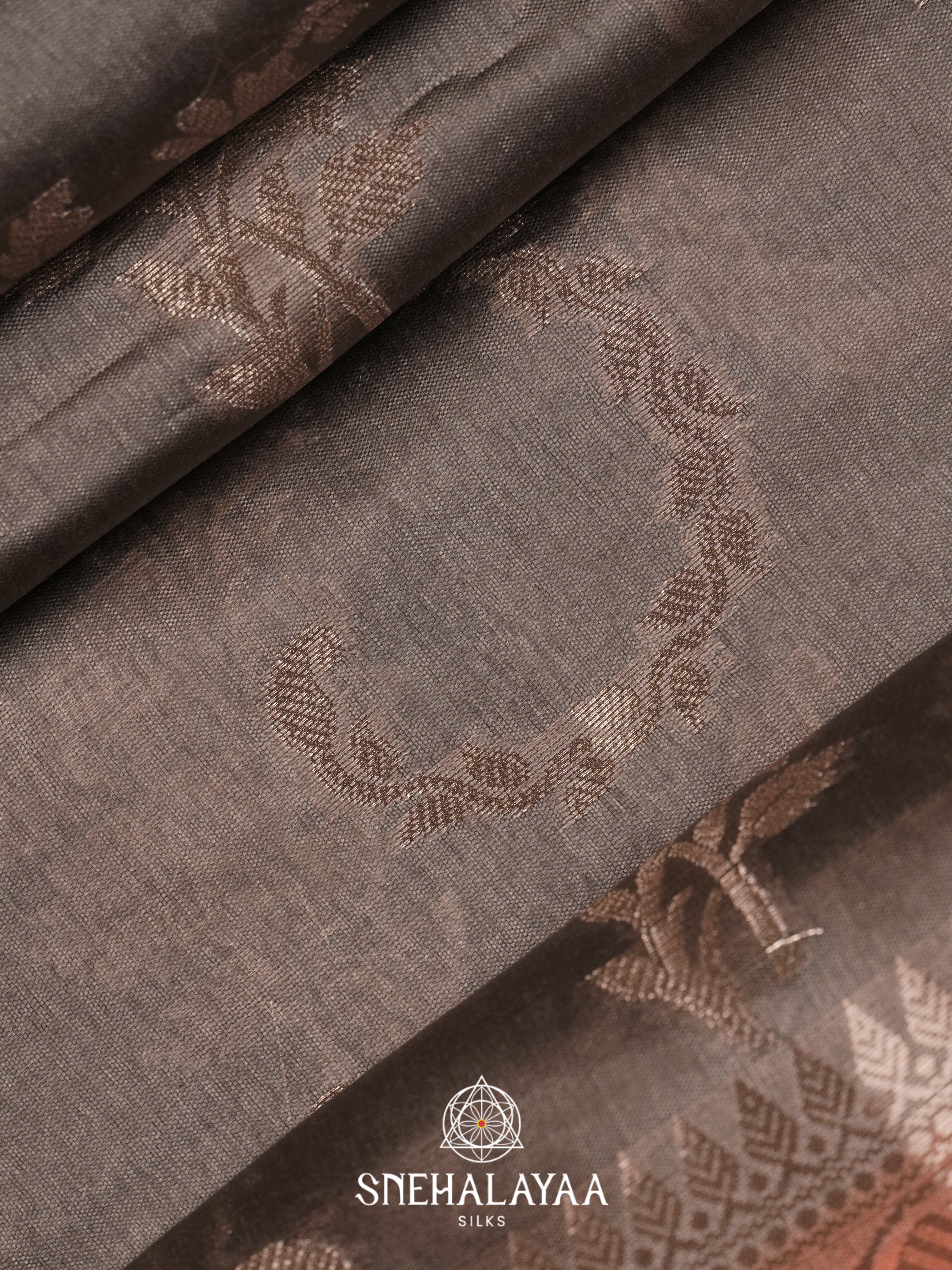 Grey Dupion Silk Saree