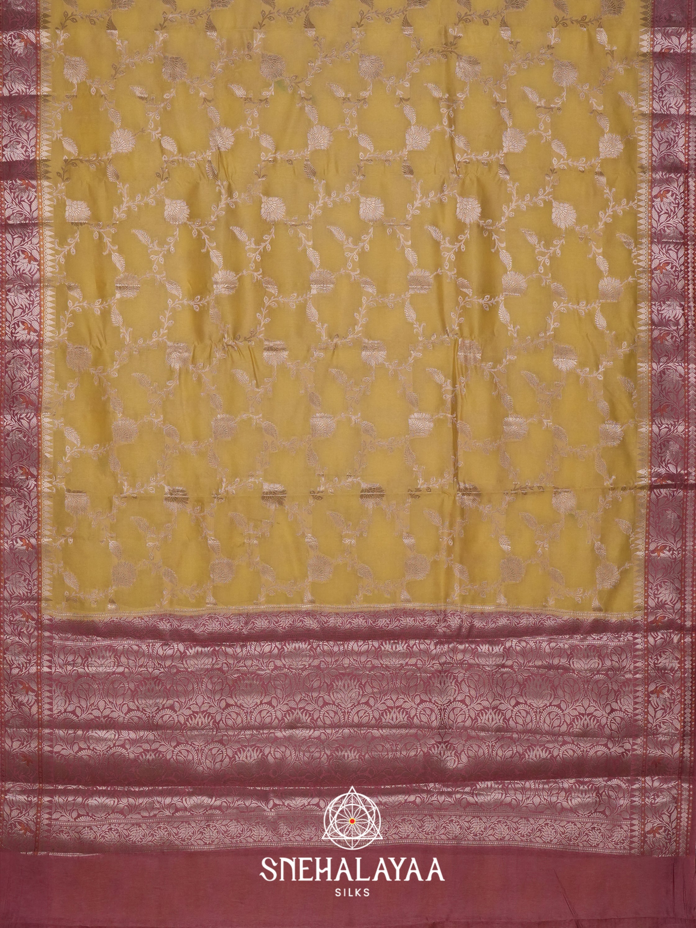 Mustard Dupion Silk Saree