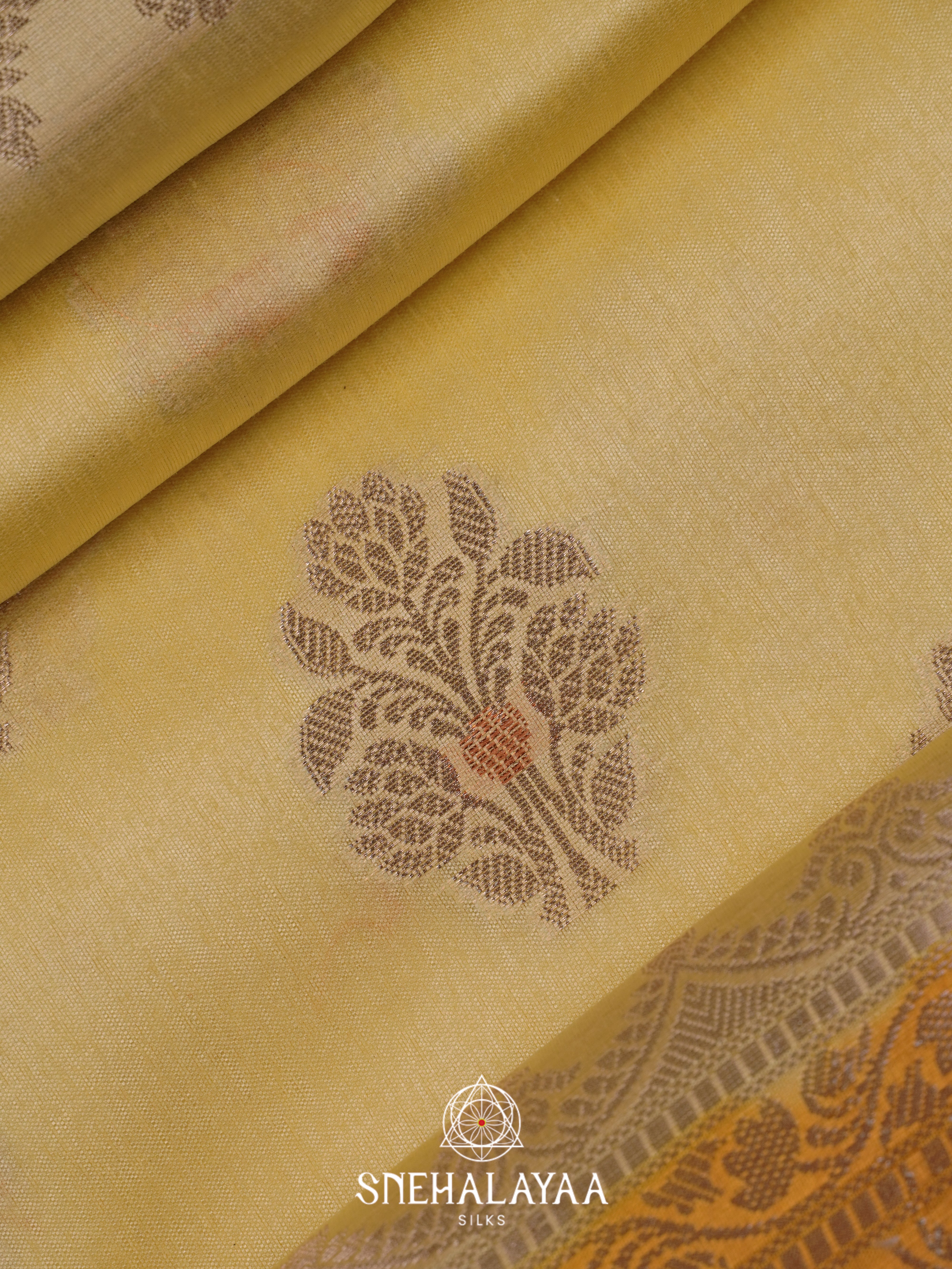 Yellow Dupion Silk Saree