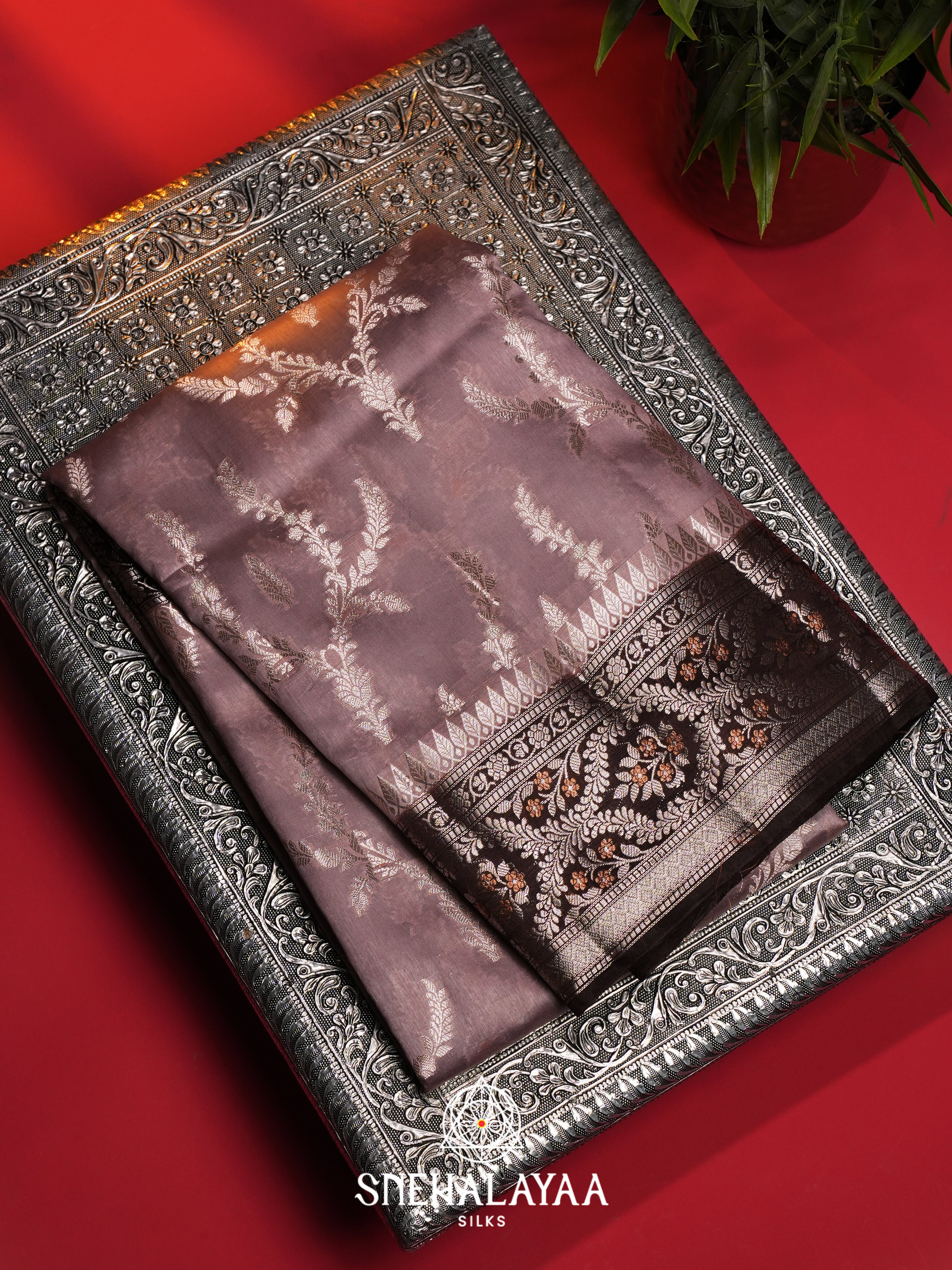 Mauve Dupion Silk Saree