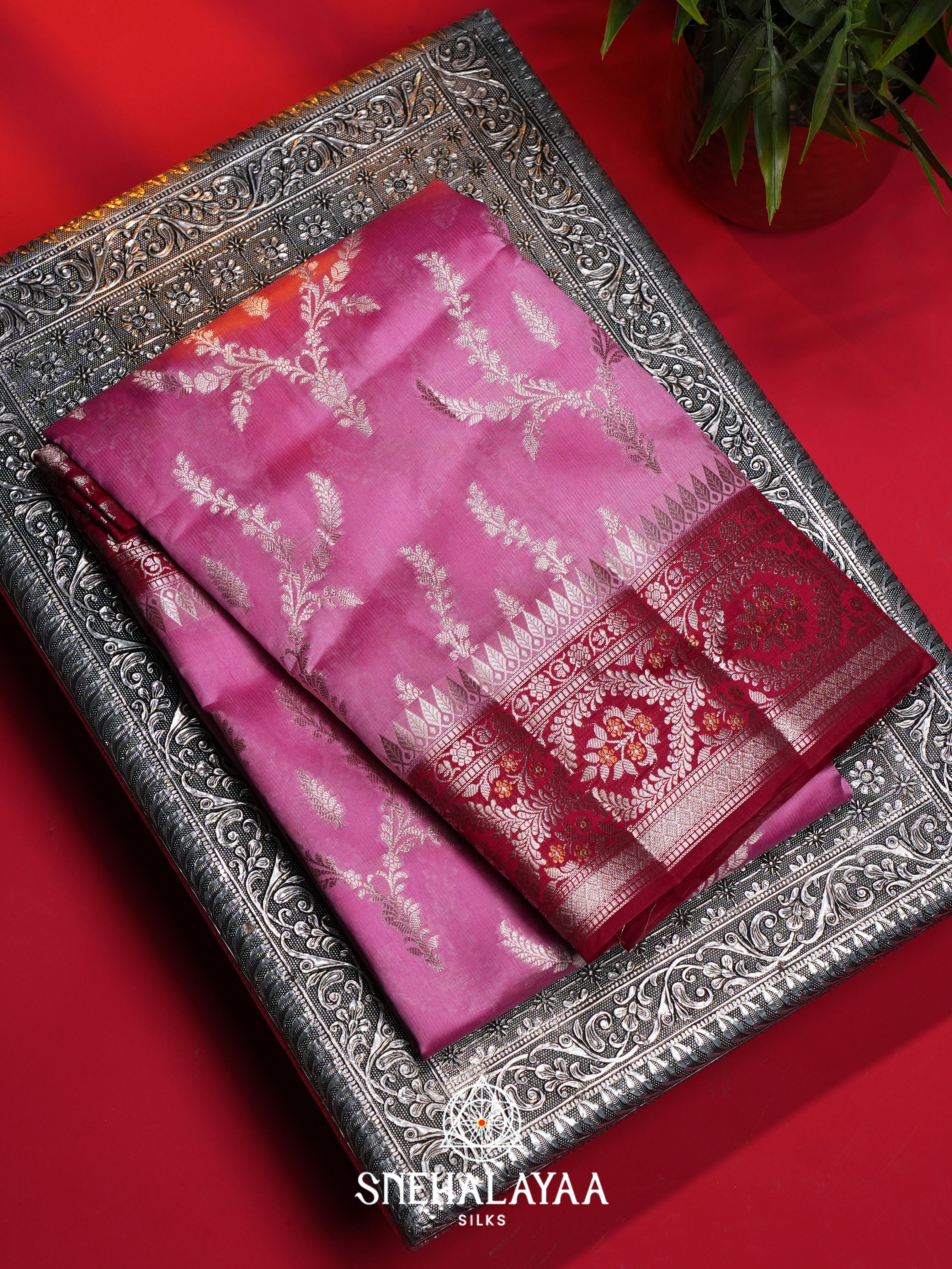 Pink Dupion Silk Saree