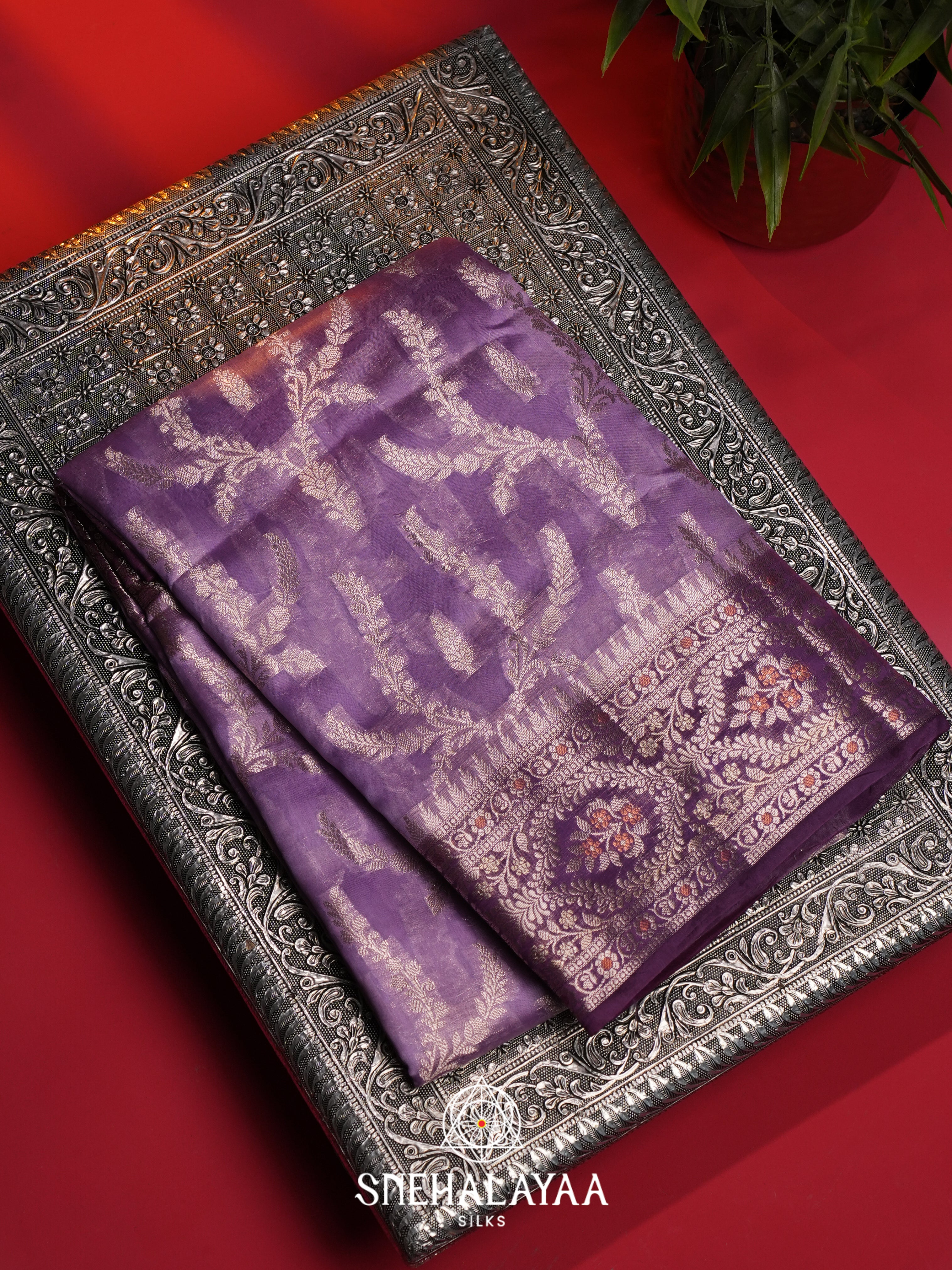Purple Dupion Silk Saree