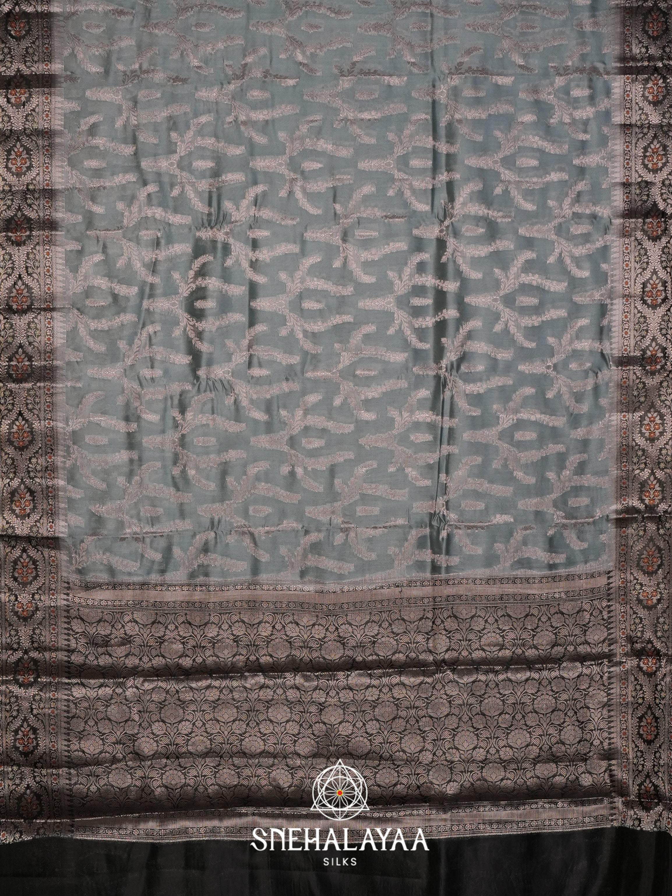 Grey Dupion Silk Saree