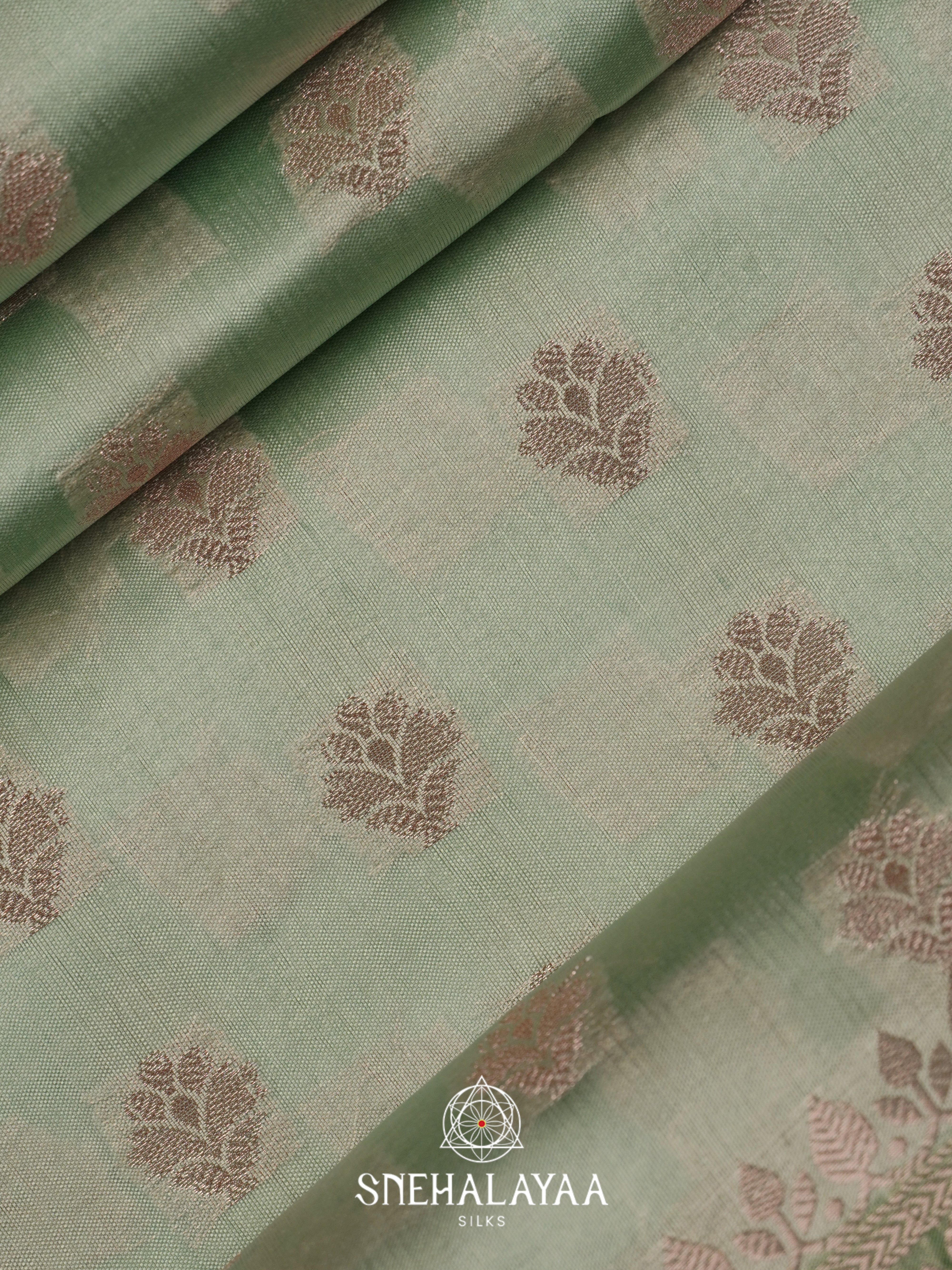 Sage Green Dupion Silk Saree
