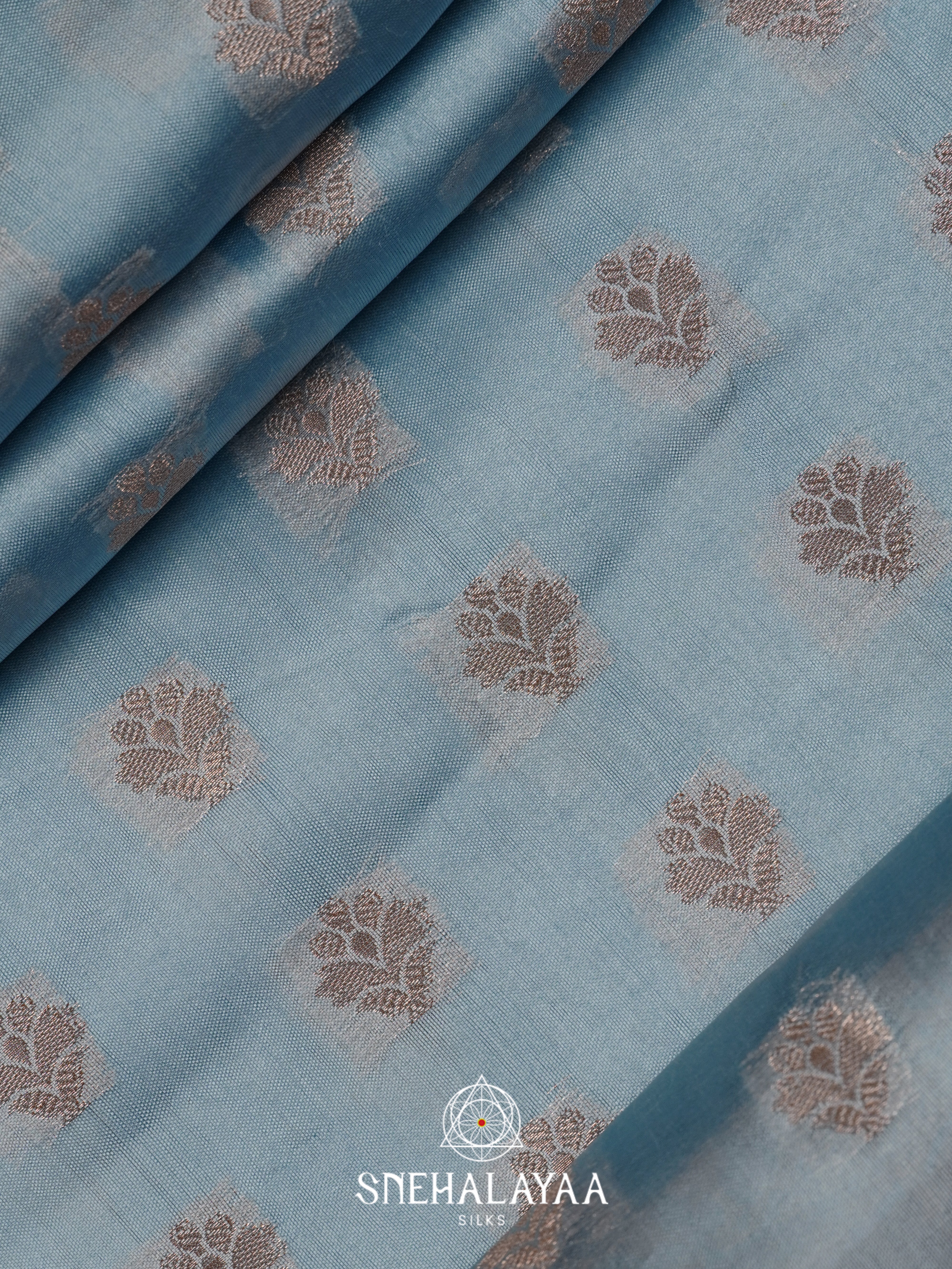 Blue Dupion Silk Saree