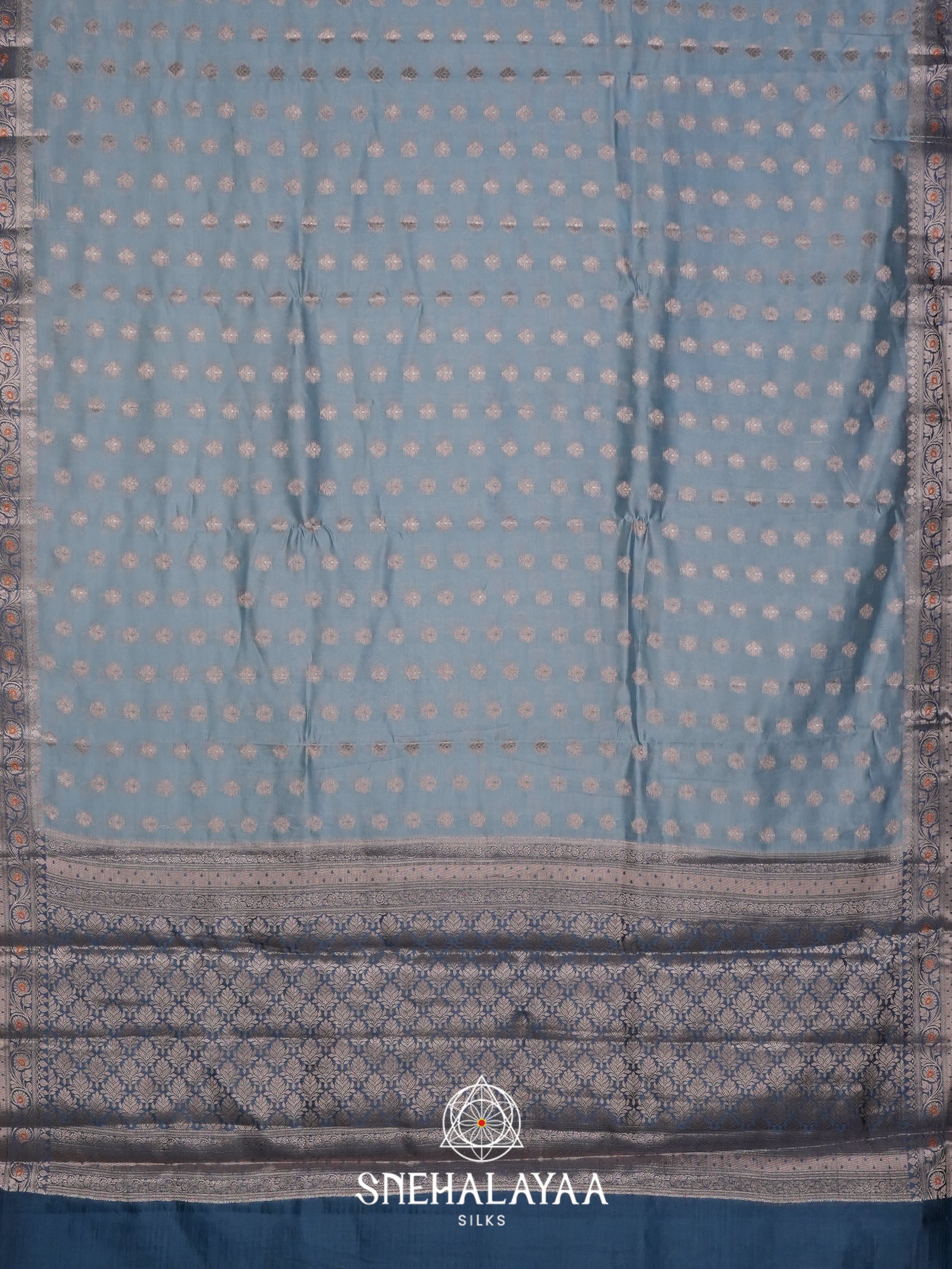 Blue Dupion Silk Saree