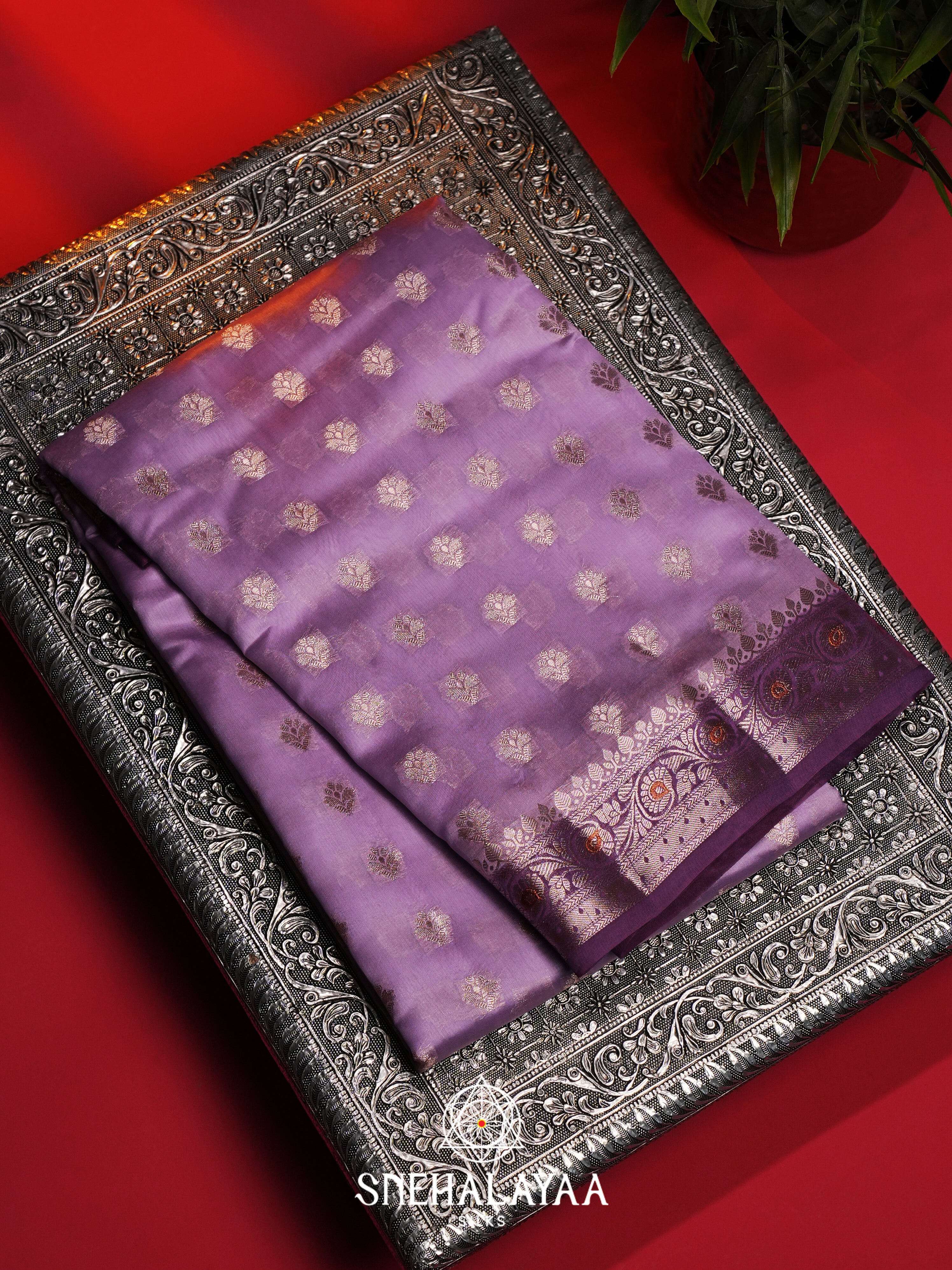 Lilac Dupion Silk Saree