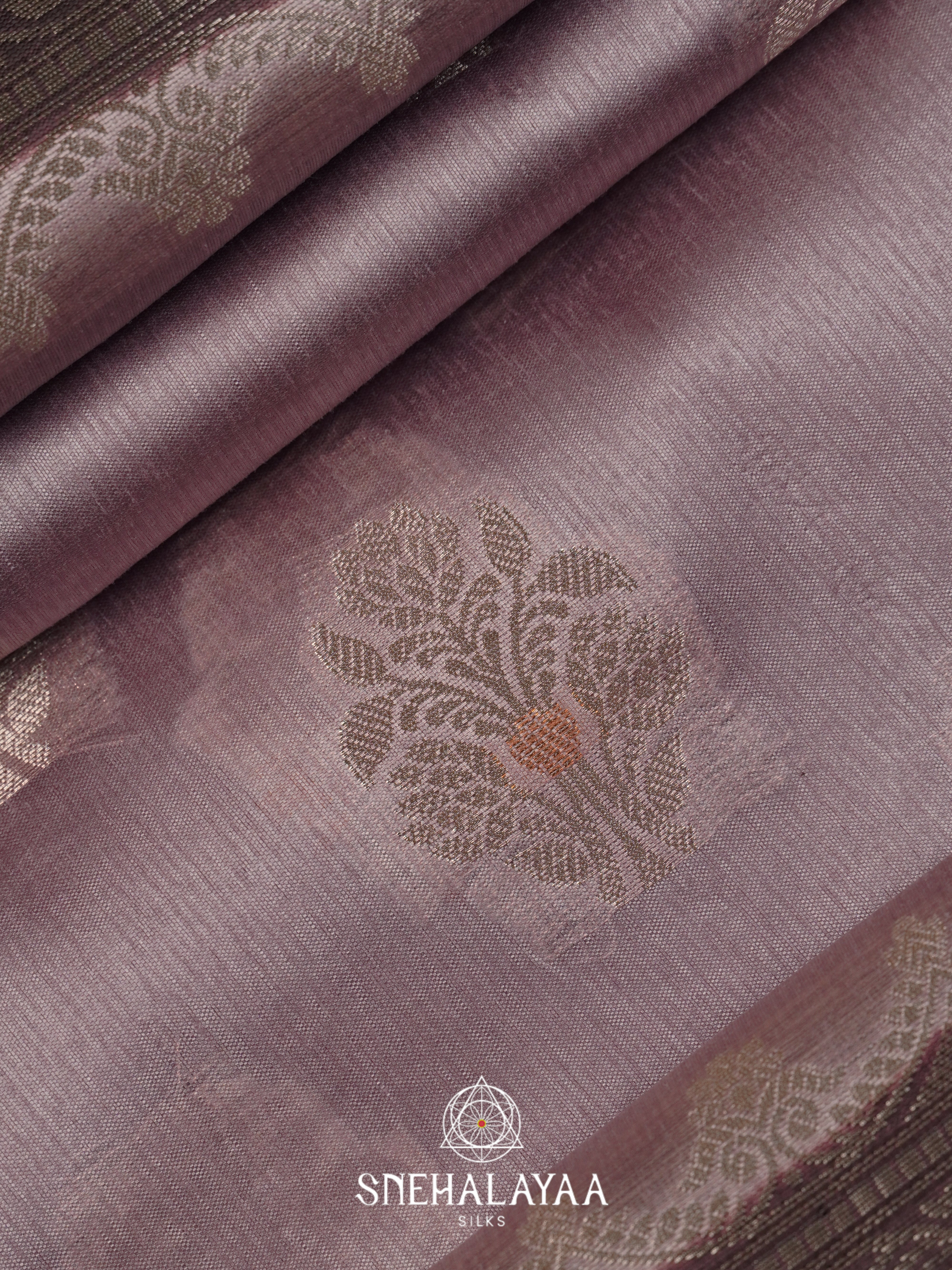 Taupe Grey Dupion Silk Saree