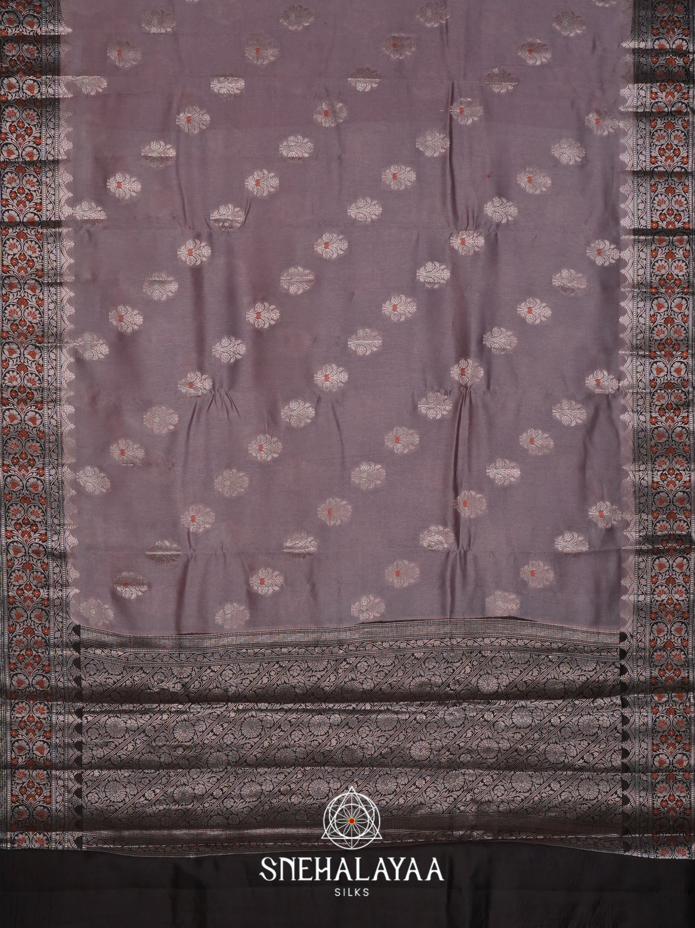 Taupe Grey Dupion Silk Saree