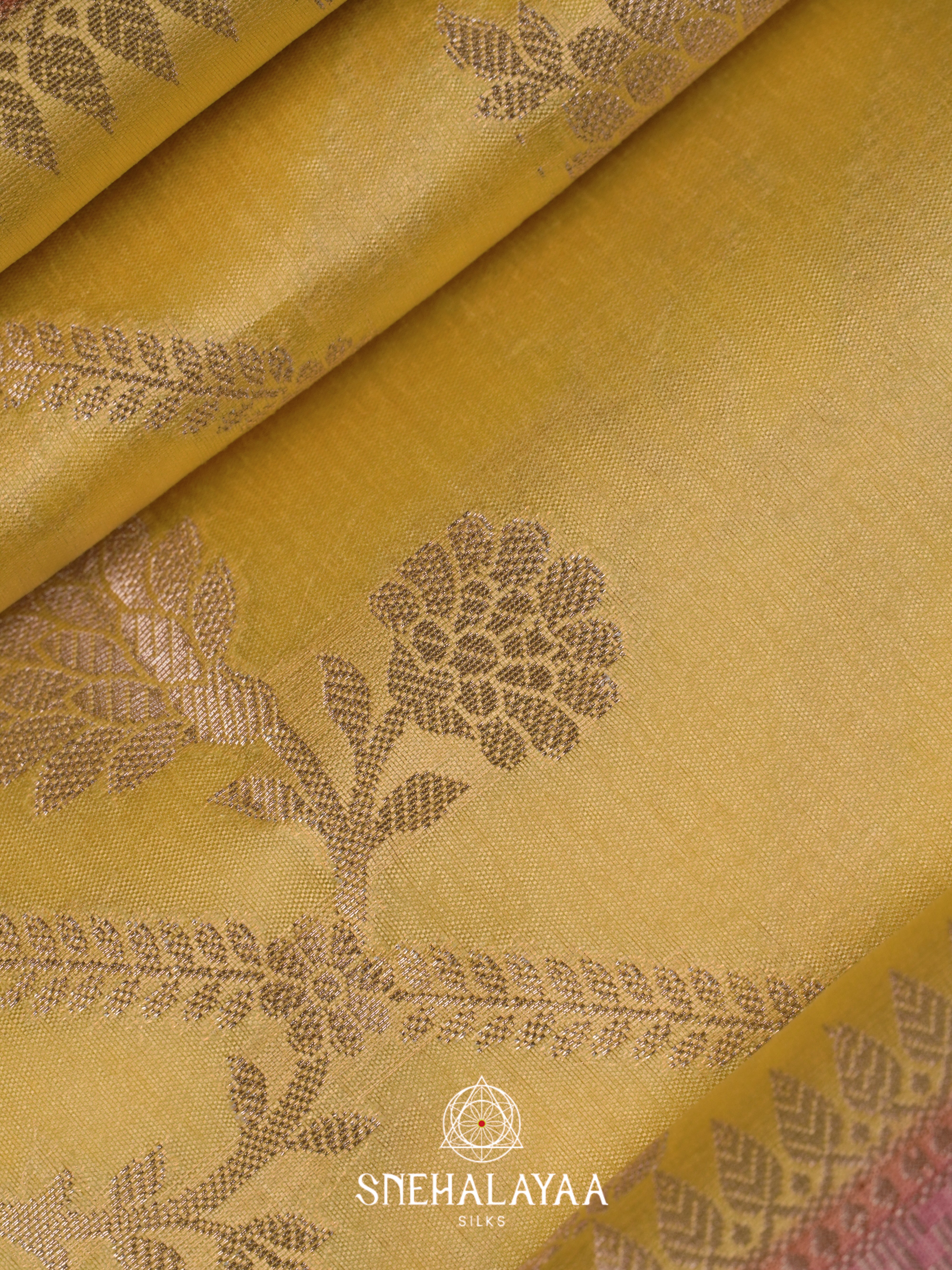Yellow Dupion Silk Saree