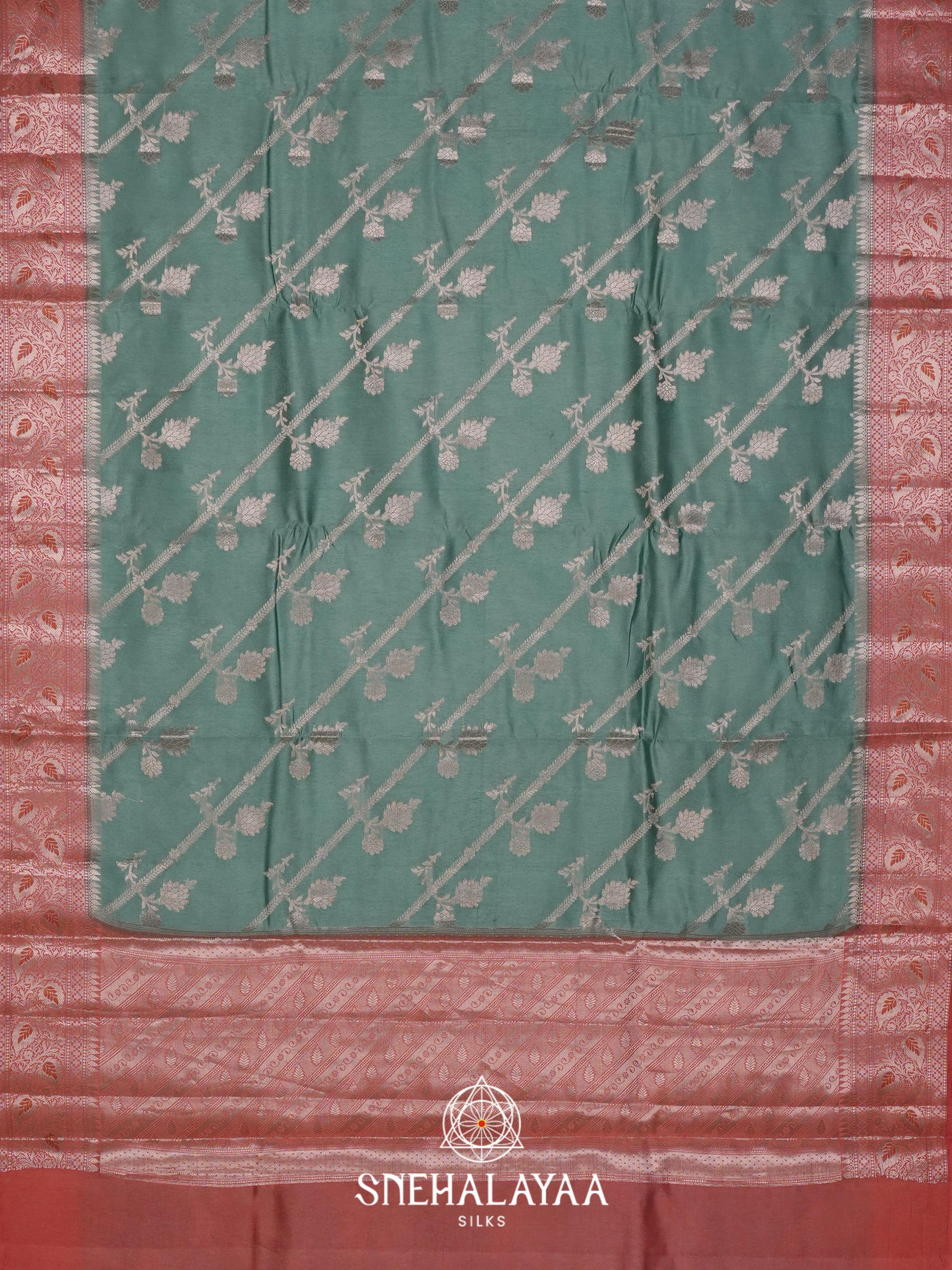 Teal Green Dupion Silk Saree