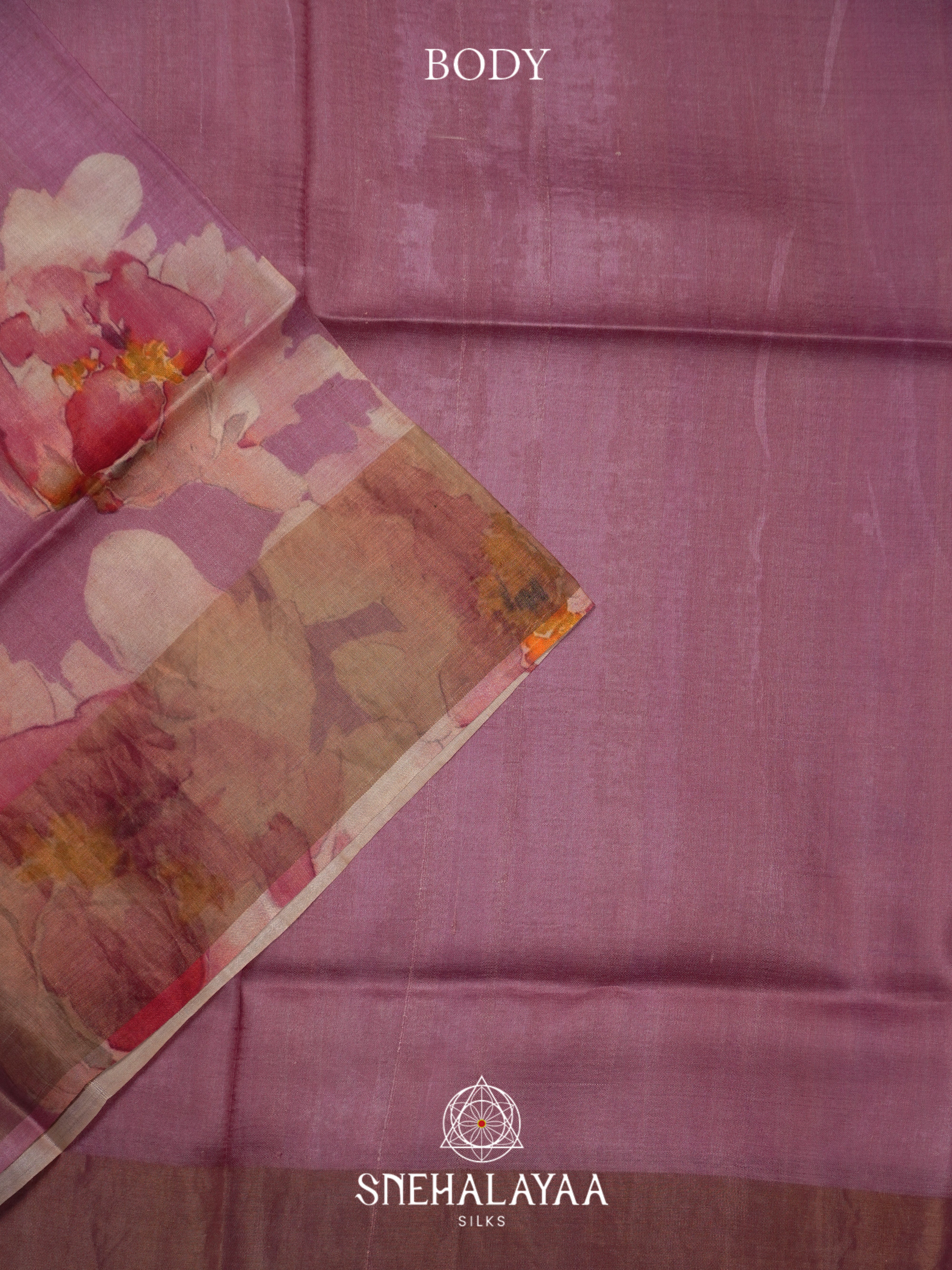 Mauve Pink Tussar Saree