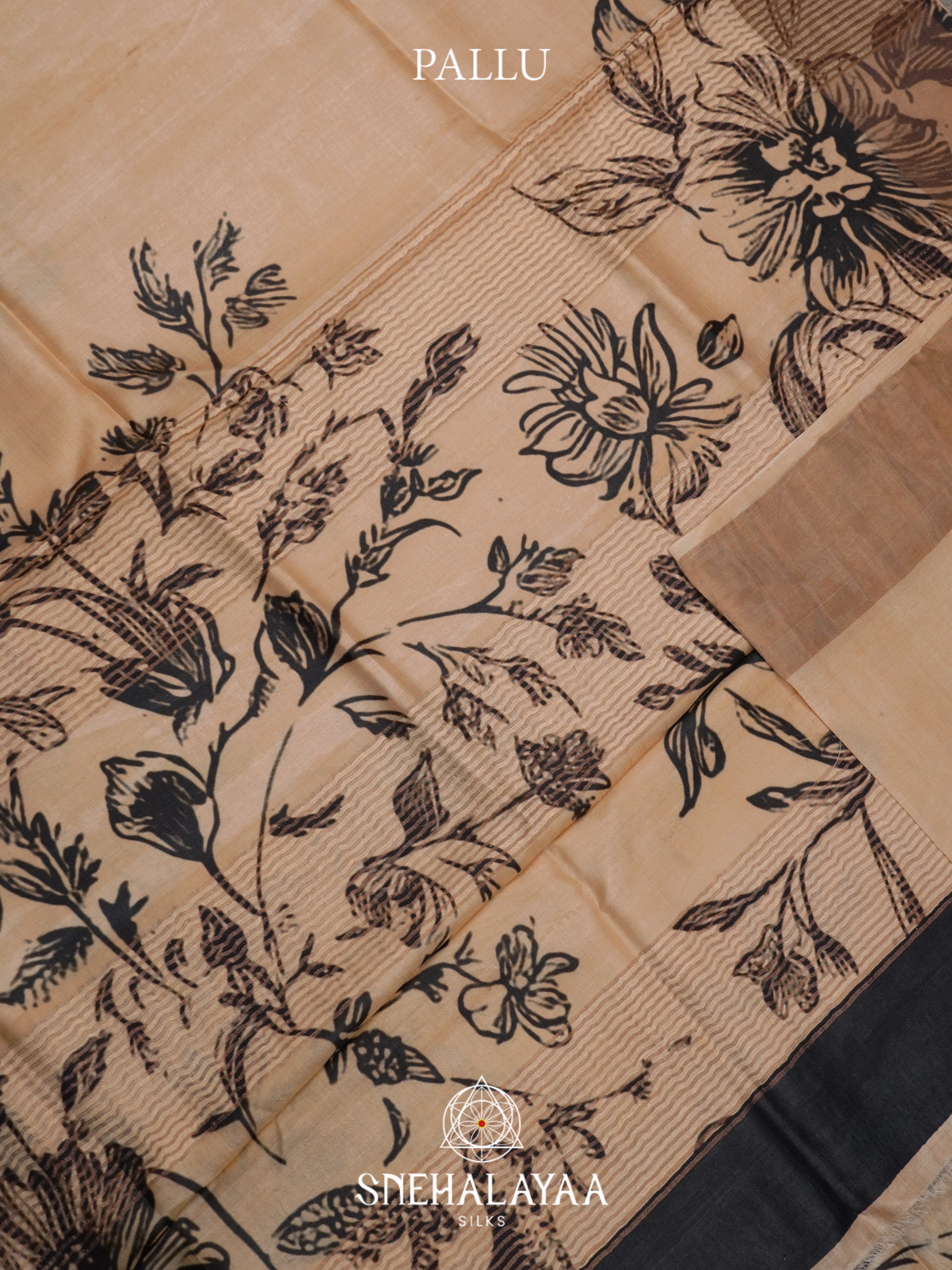 Pale Yellow Tussar Saree