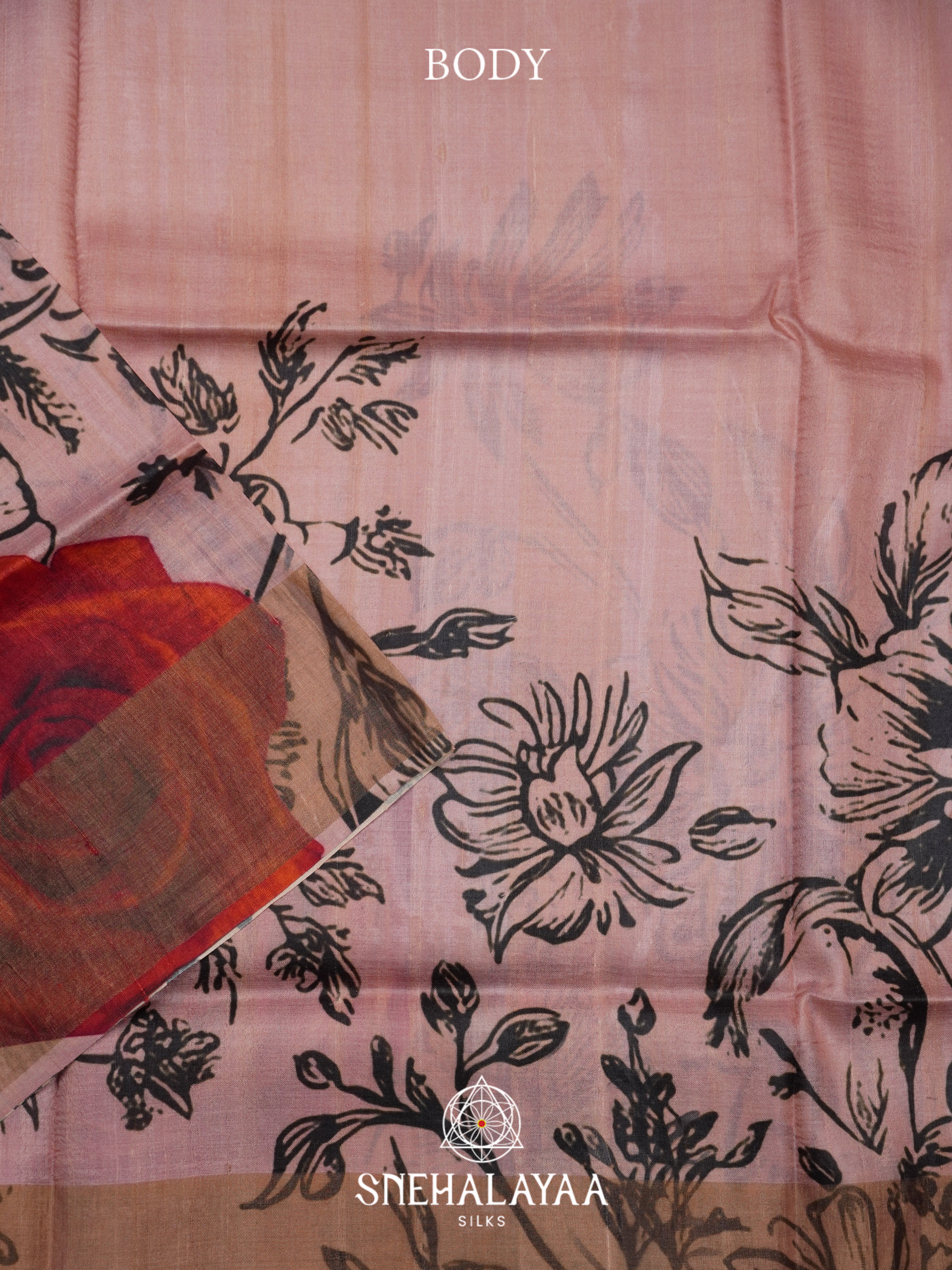 Pale Pink Tussar Saree