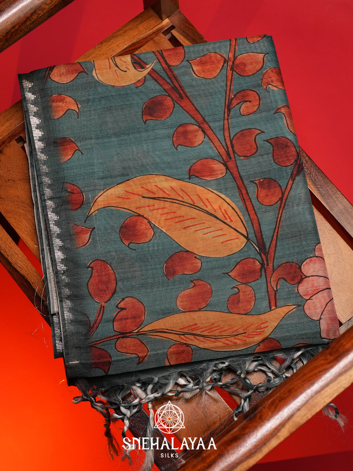 Teal Green Tussar Saree