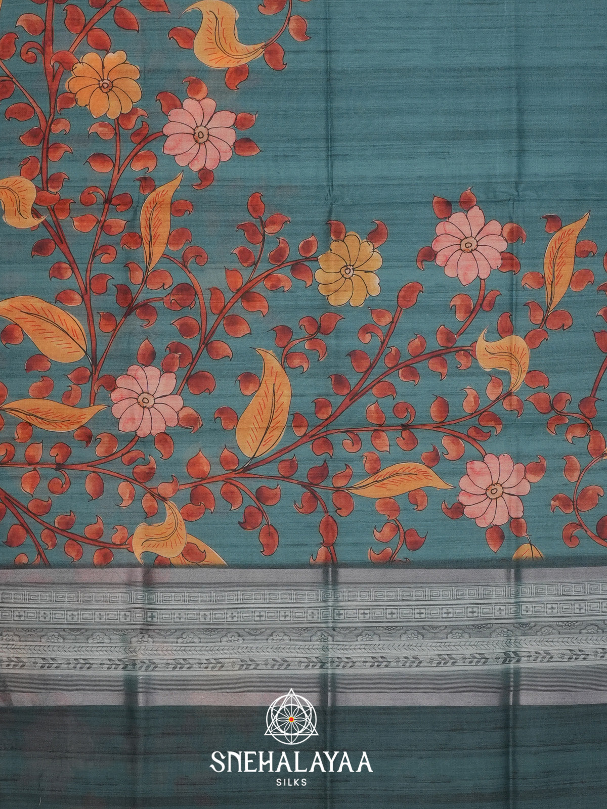 Teal Green Tussar Saree