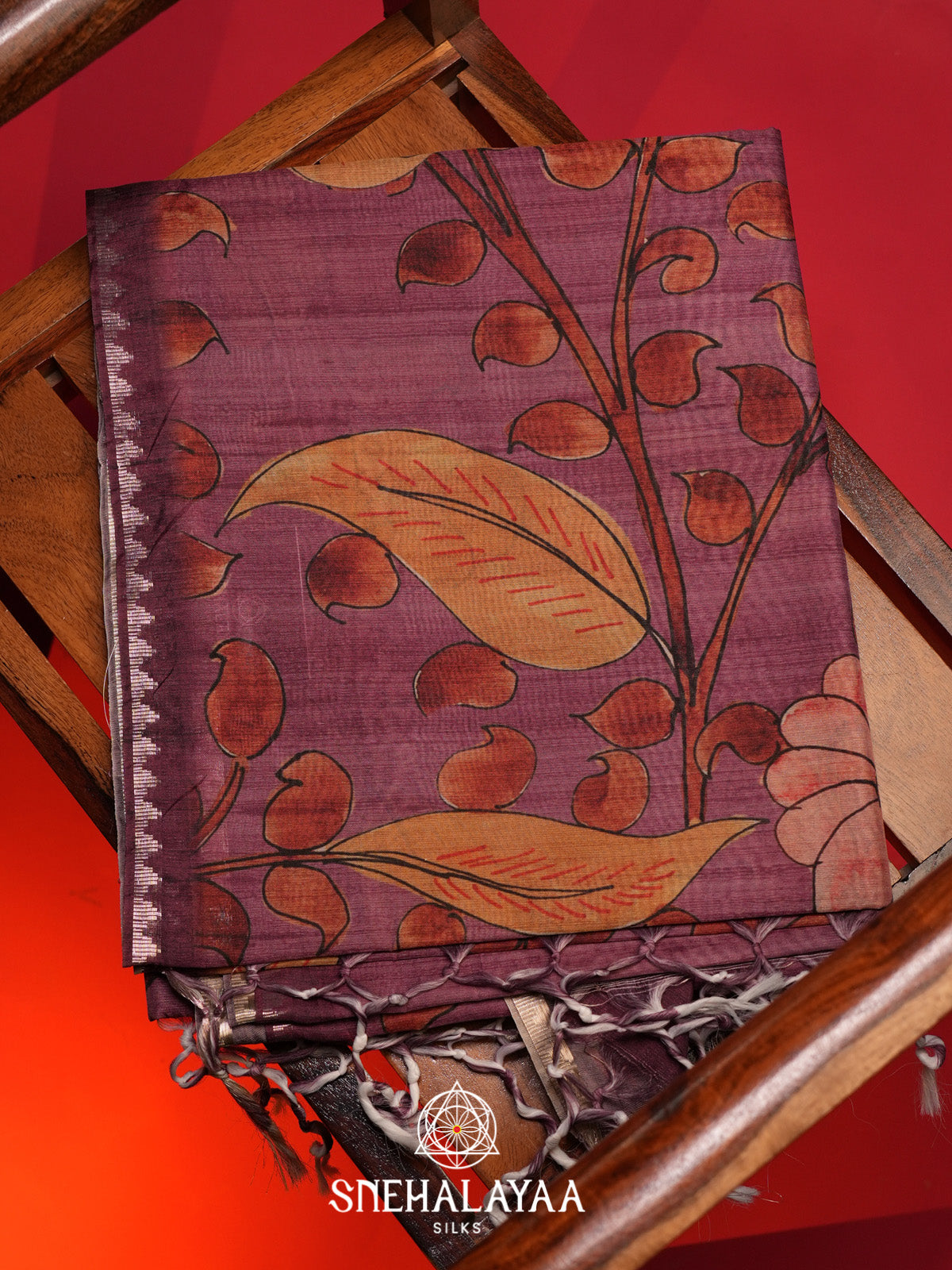 Wine Tussar Saree
