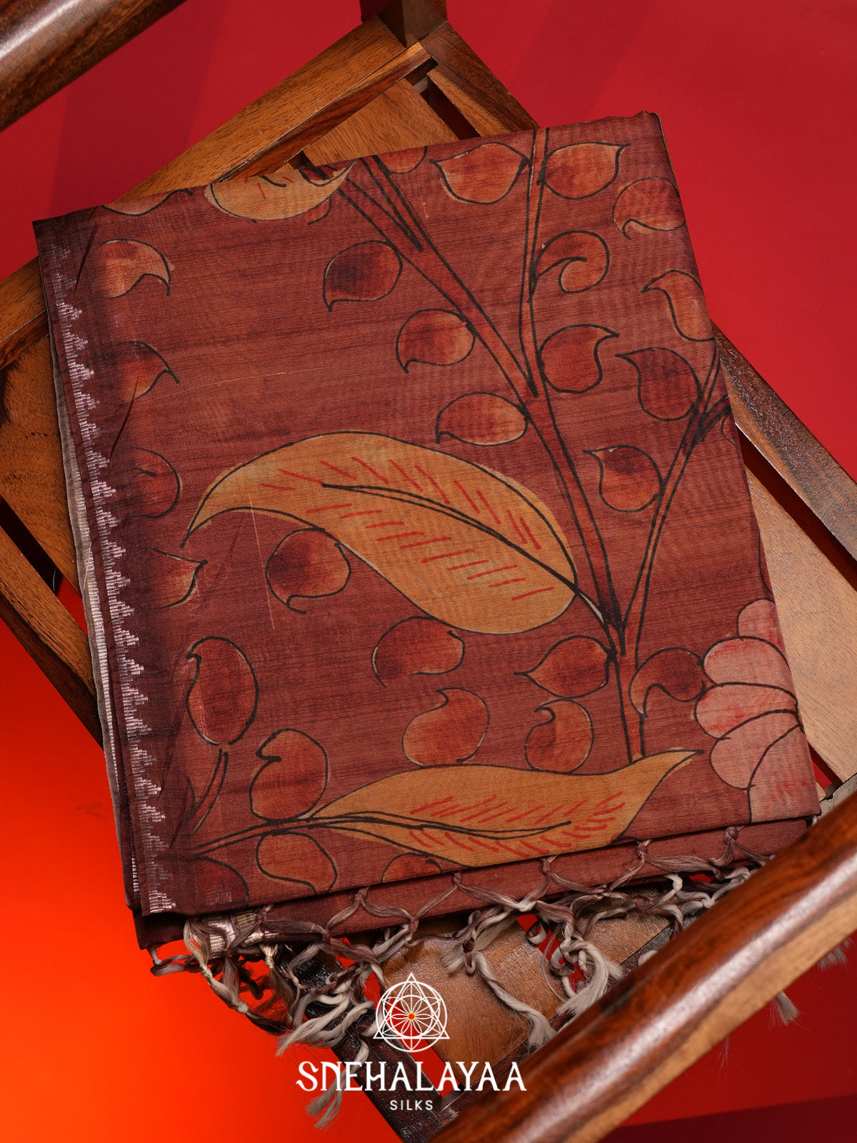 Maroon Tussar Saree