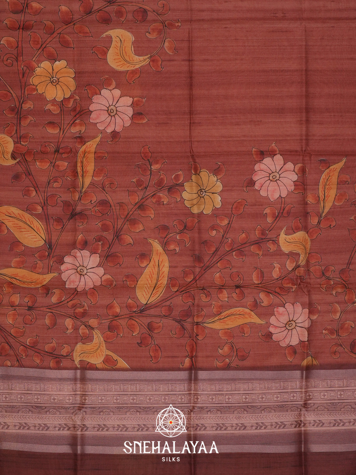 Maroon Tussar Saree