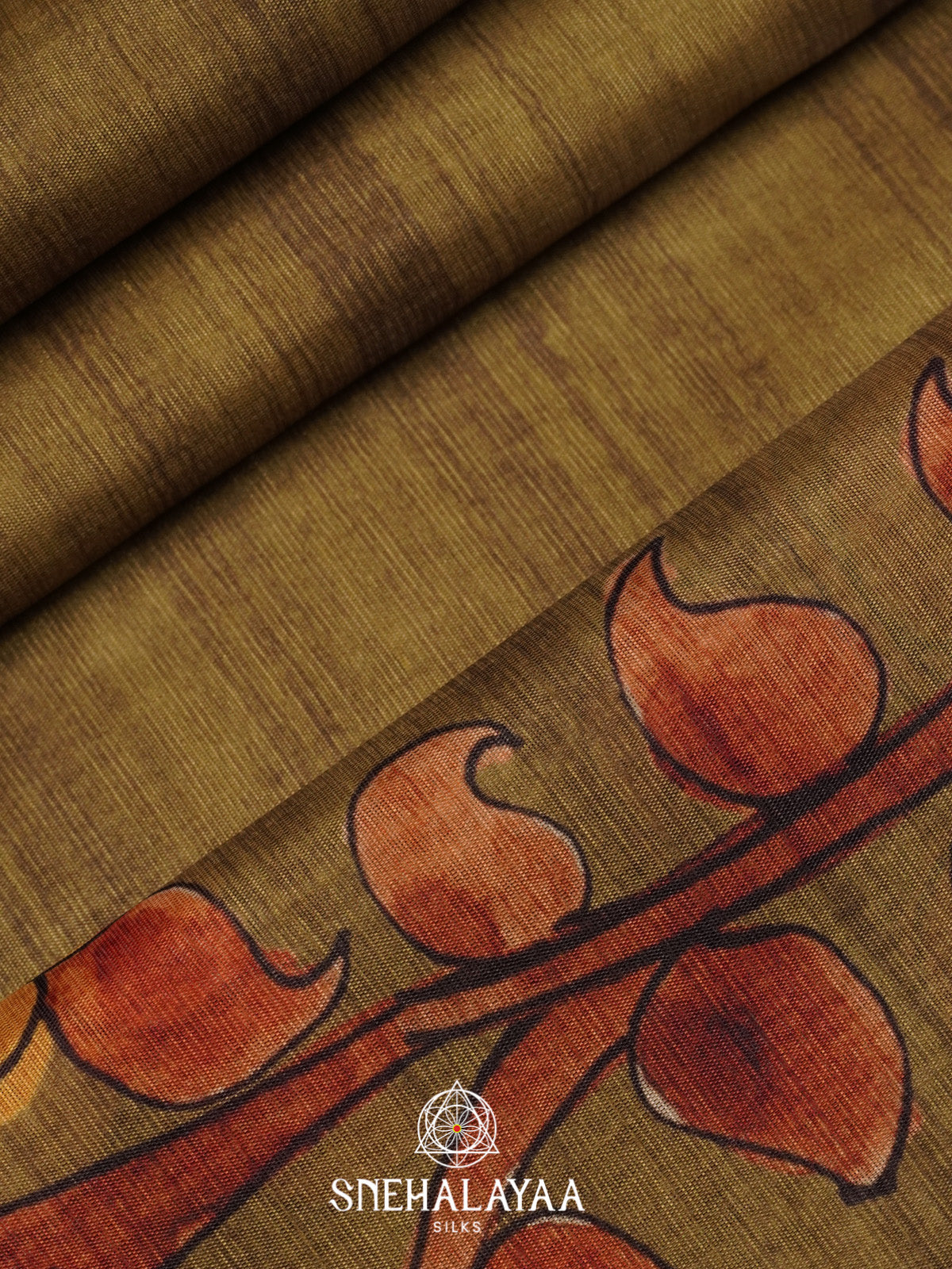 Olive Green Tussar Saree