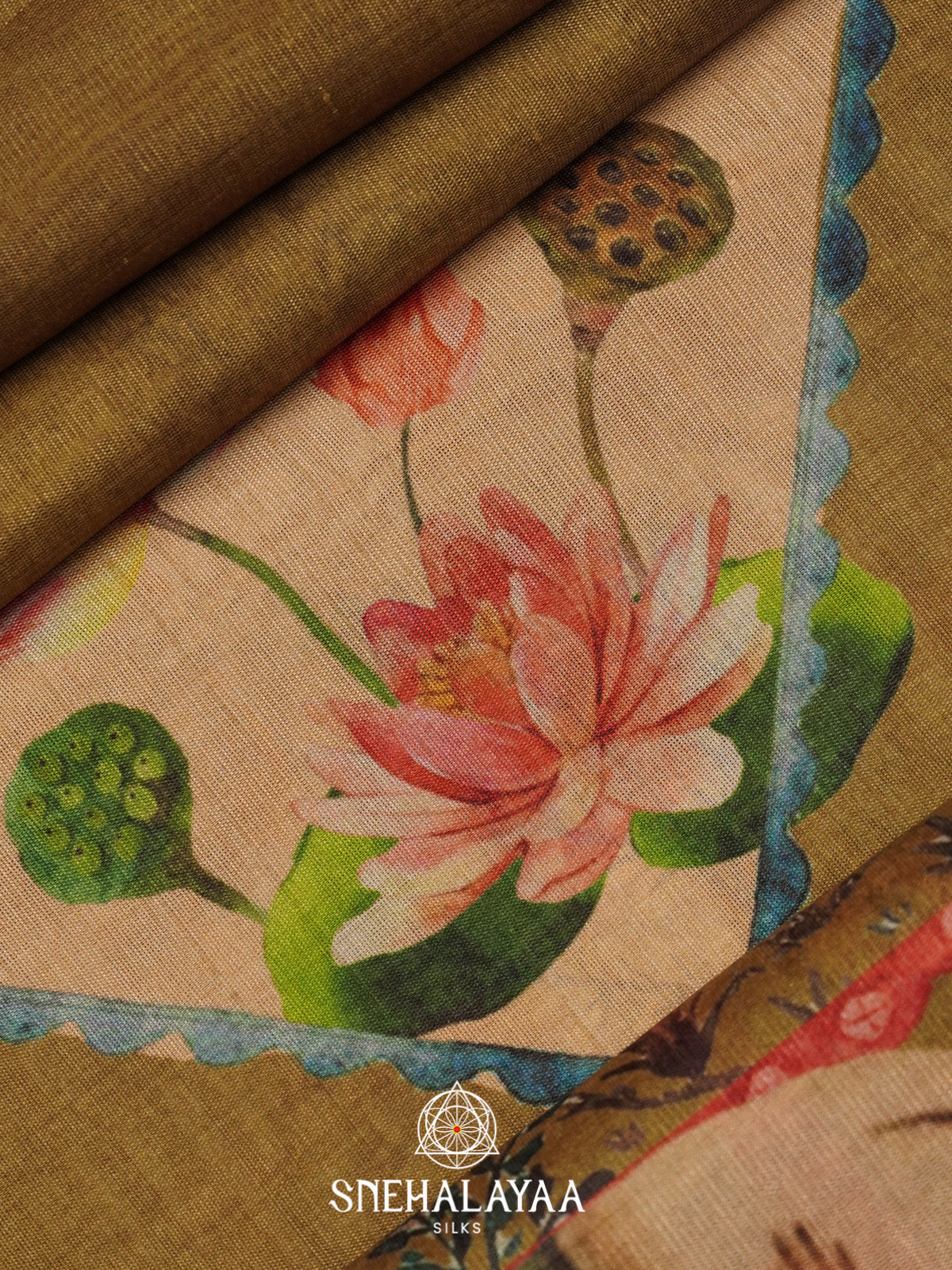 Olive Green Tussar Saree