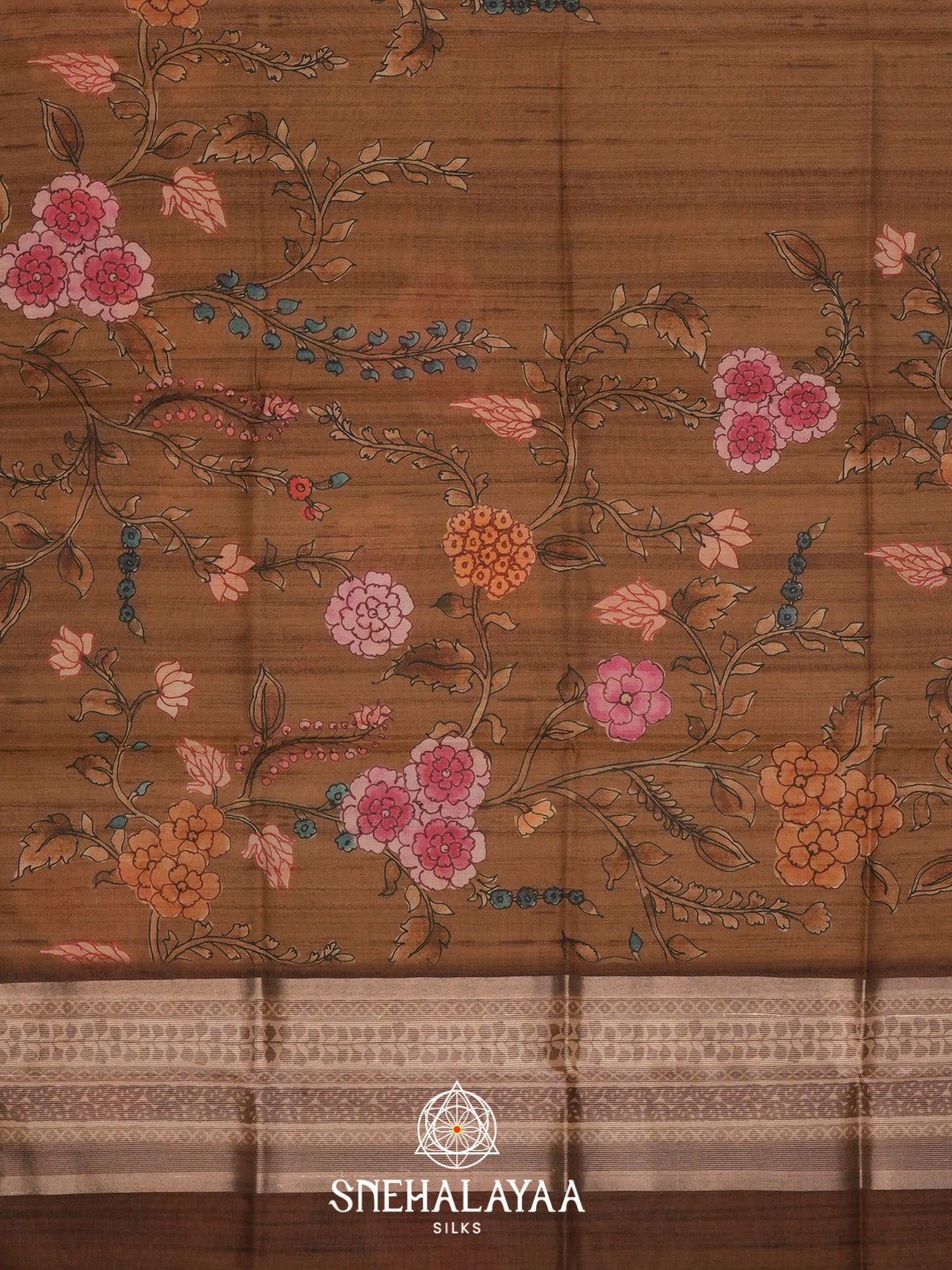 Brown Tussar Saree