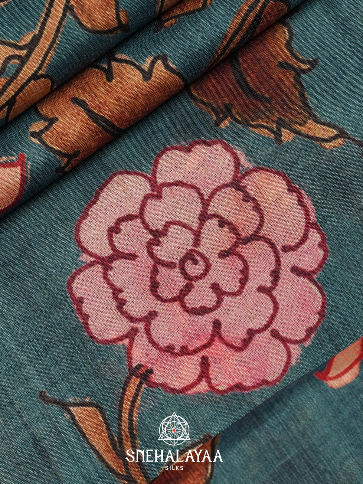 Teal Blue Tussar Saree