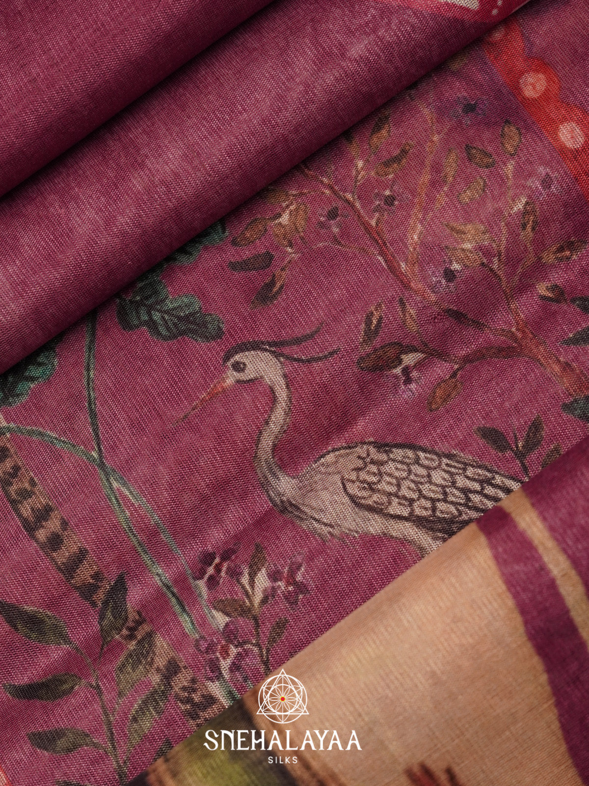 Wine Tussar Saree