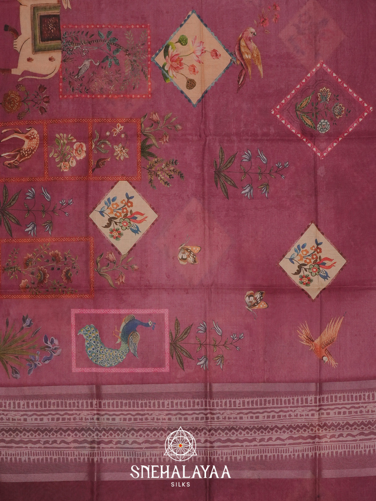 Wine Tussar Saree