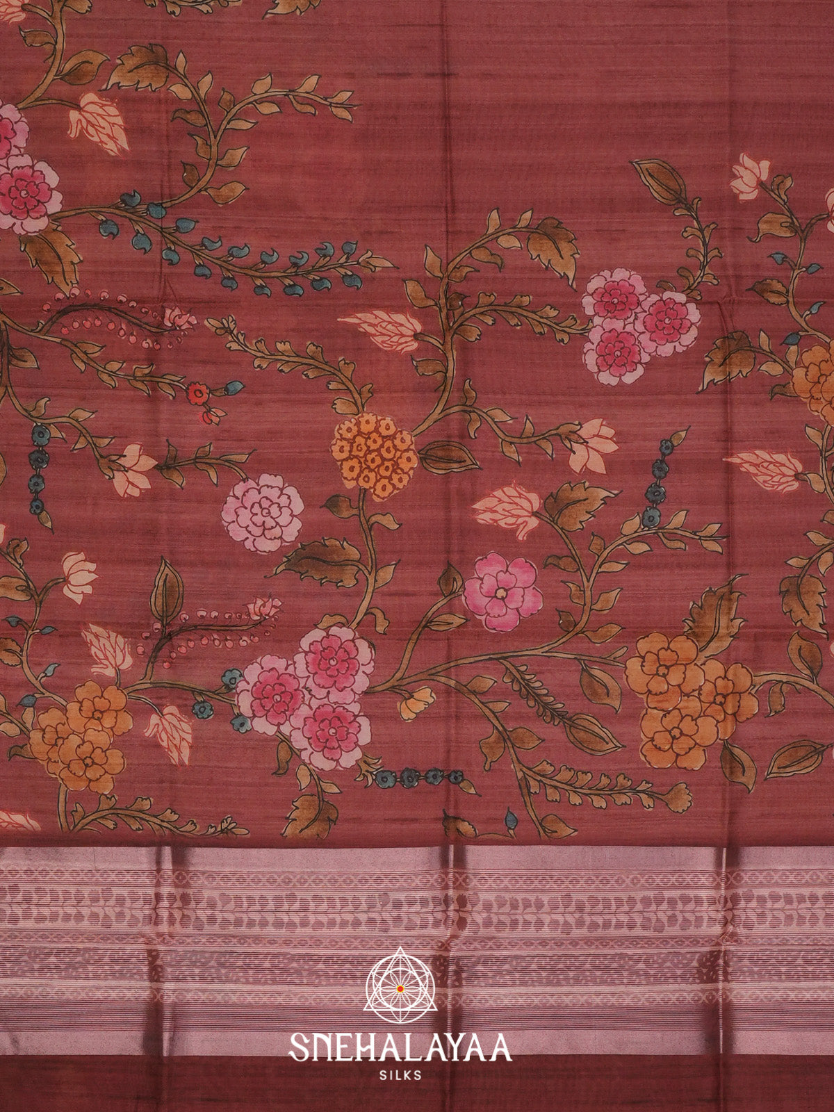 Maroon Tussar Saree