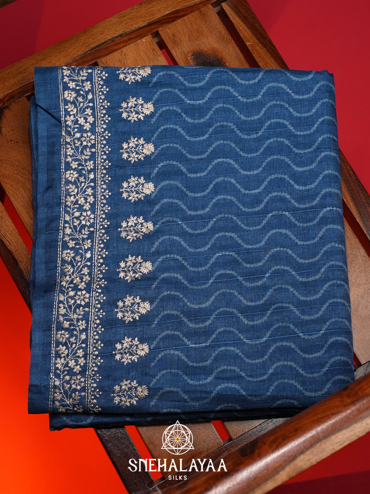 Peacock Blue Tussar Saree