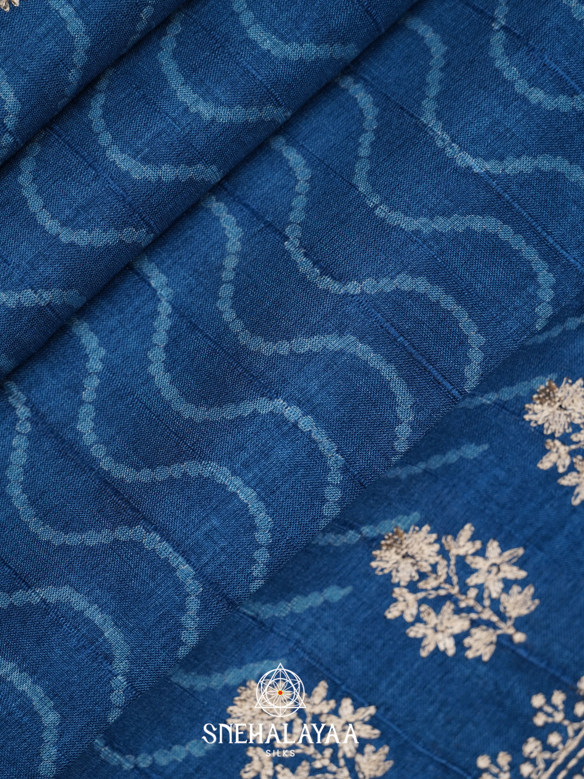 Peacock Blue Tussar Saree