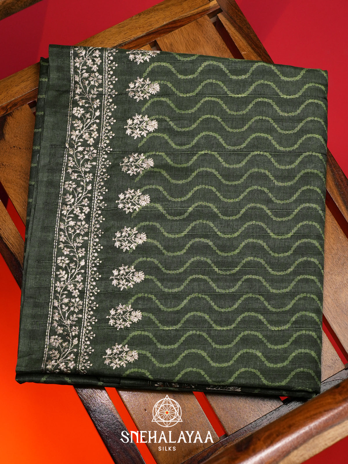 Olive Green Tussar Saree