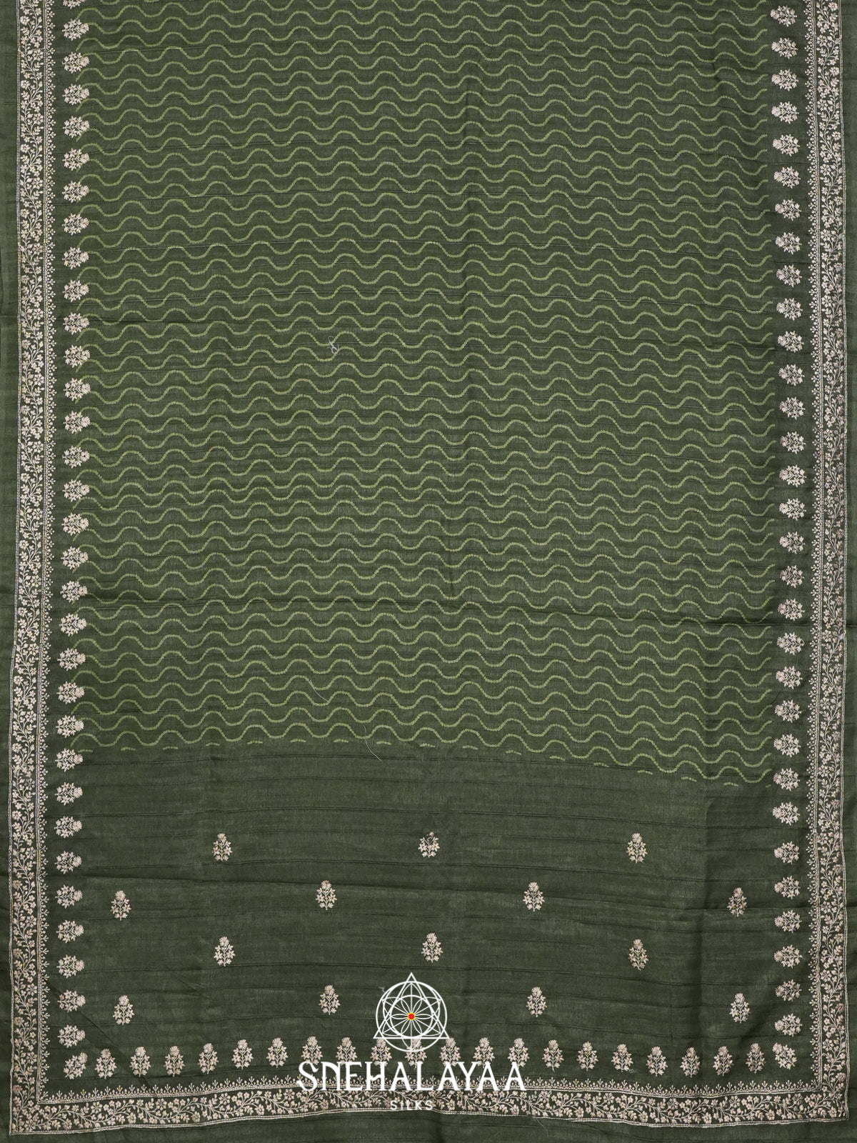Olive Green Tussar Saree